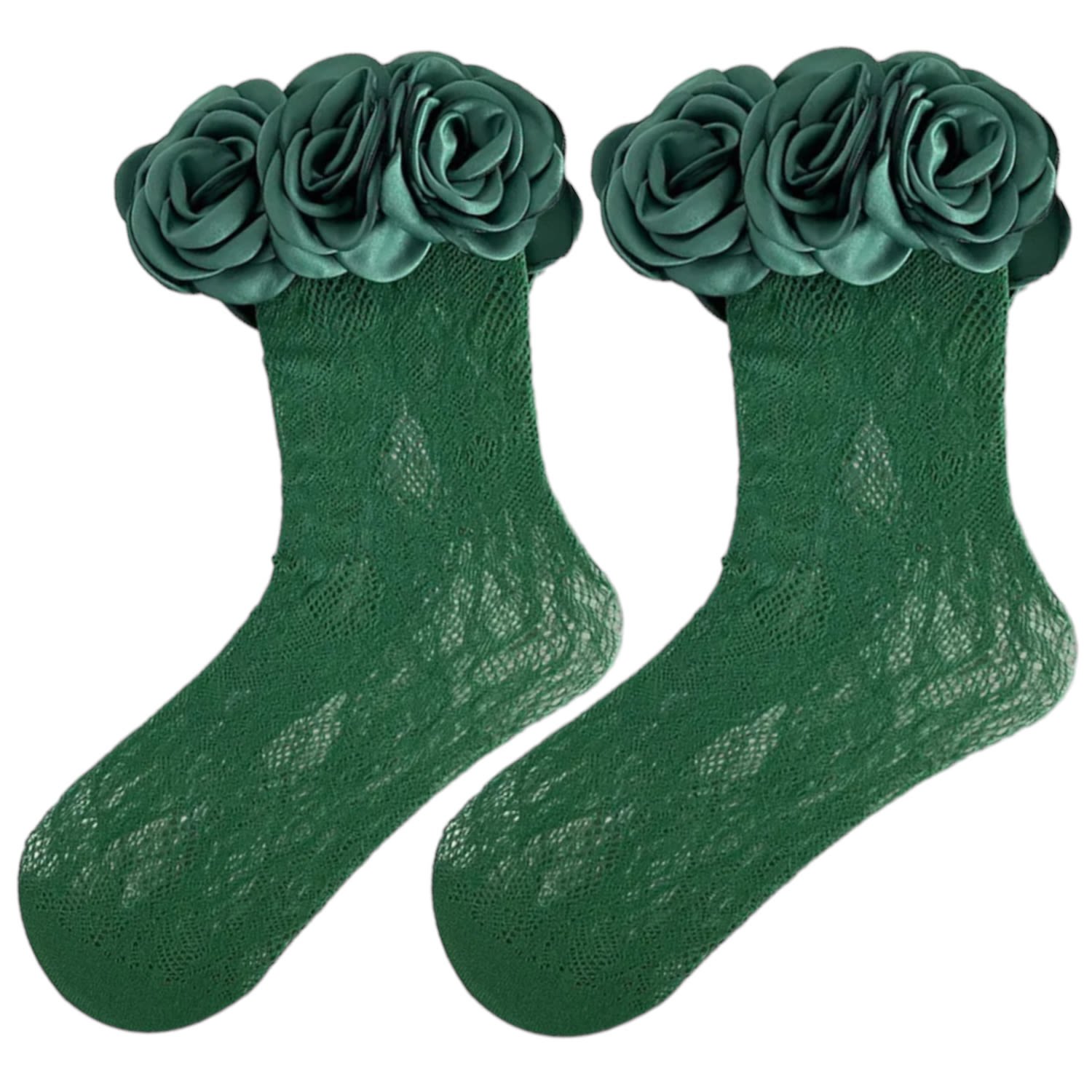 Women’s Green Lace Ring Socks Verde One Size High Heel Jungle by Kathryn Eisman