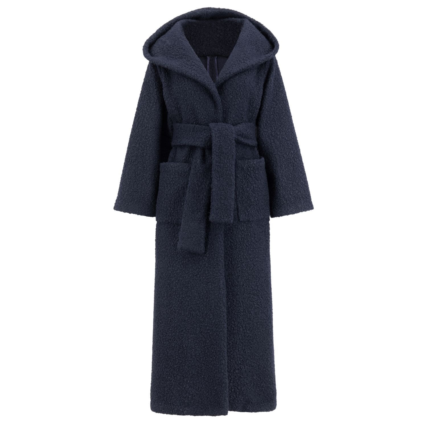 Azzalia Women's Blue Hoodie Style Jacket With Belt In Navy Peony In Blue