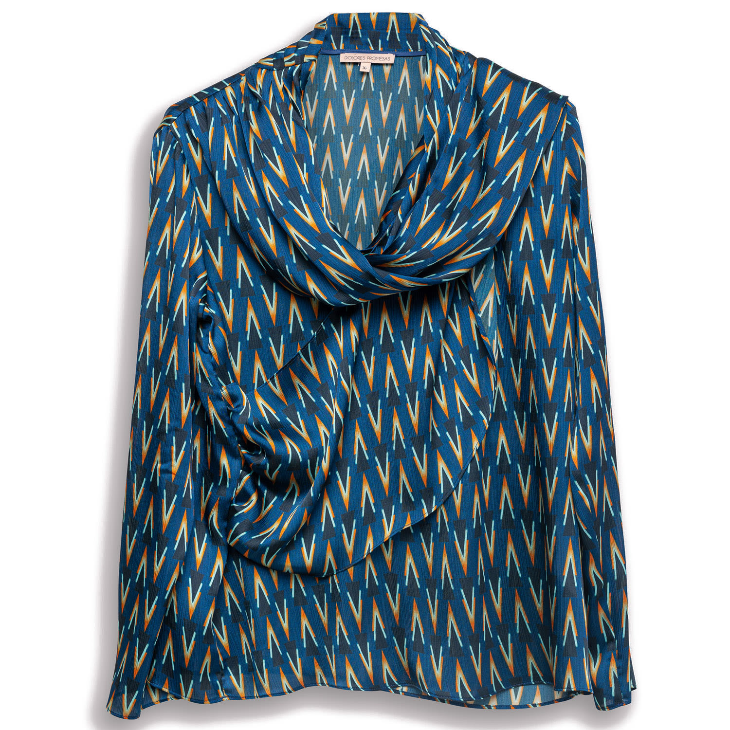 Women’s Blue Pyramids Printed Blouse Small Dolores Promesas