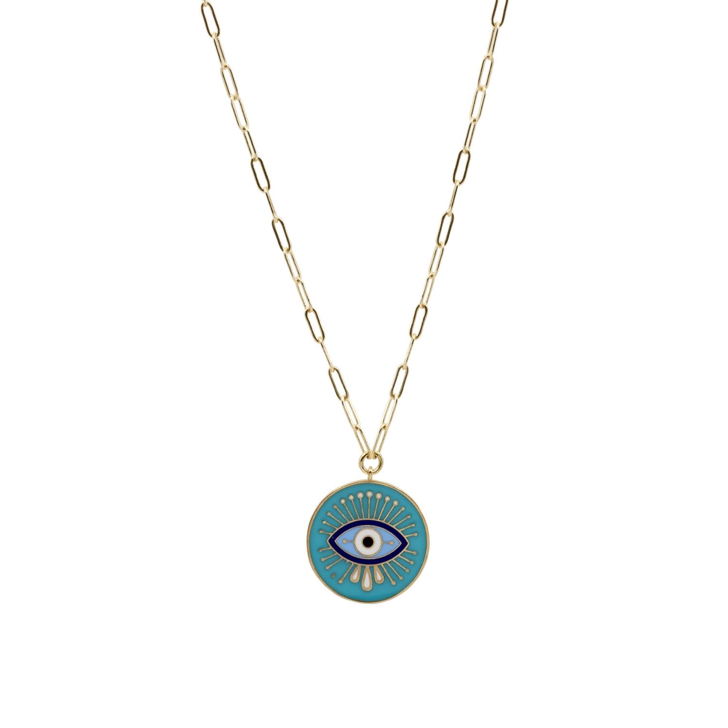 Atelier Petites Pierres Women's Gold / Rose Gold Aqua - Medallion Necklace