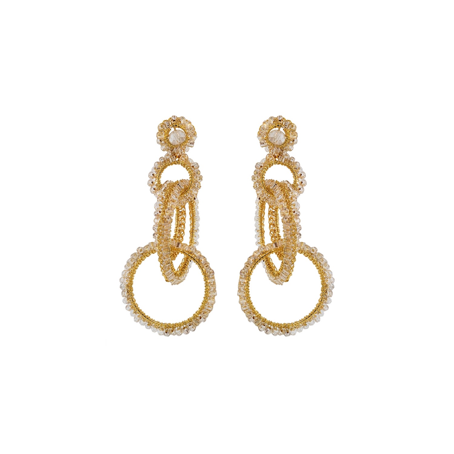 Lavish By Tricia Milaneze Women's Clear & Gold Grace Handmade Earrings In Gold