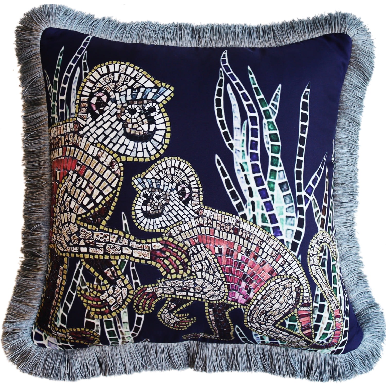 Neutrals / Blue Mother And Baby Monkey Cushion - Navy Cassandra Hone