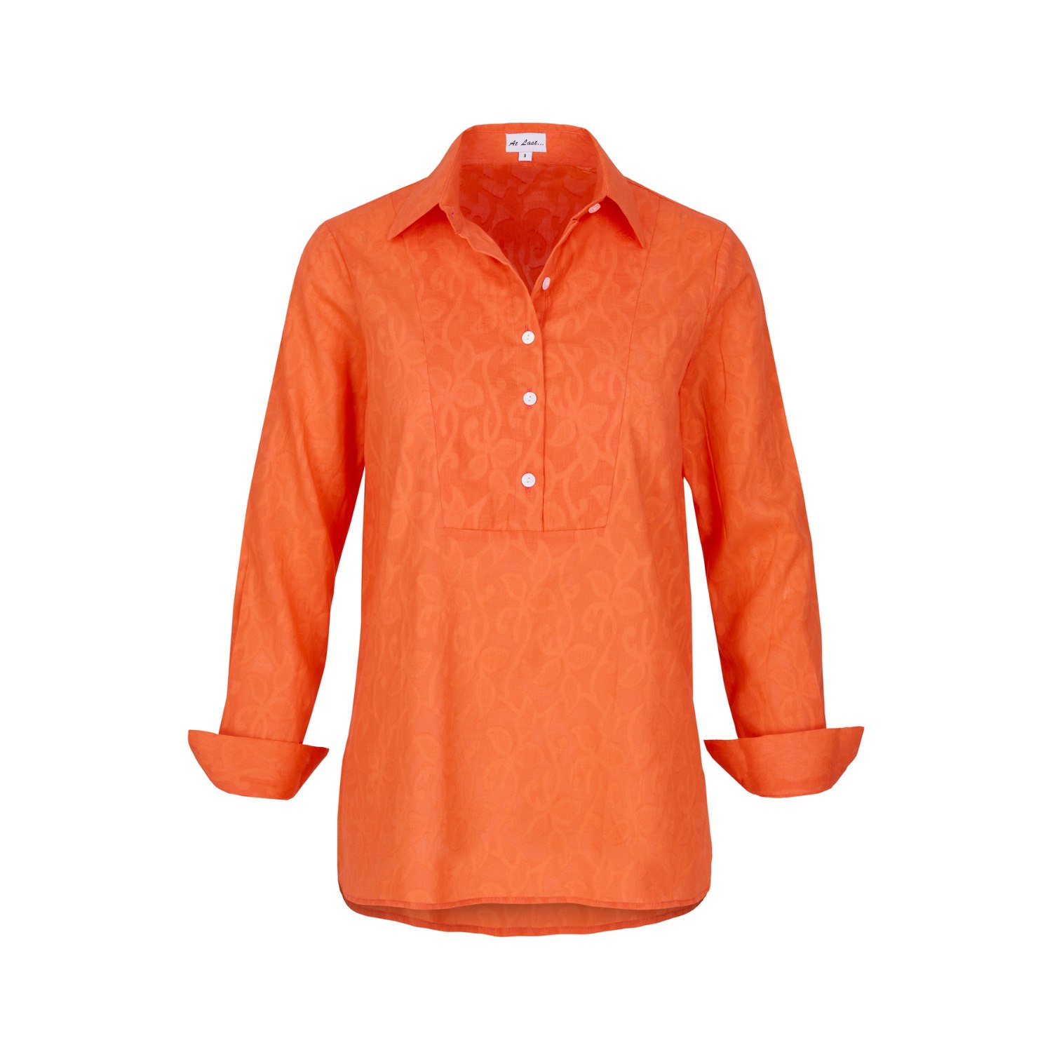 At Last... Women's Yellow / Orange Cotton Mayfair Shirt In Hand Woven Hot Orange
