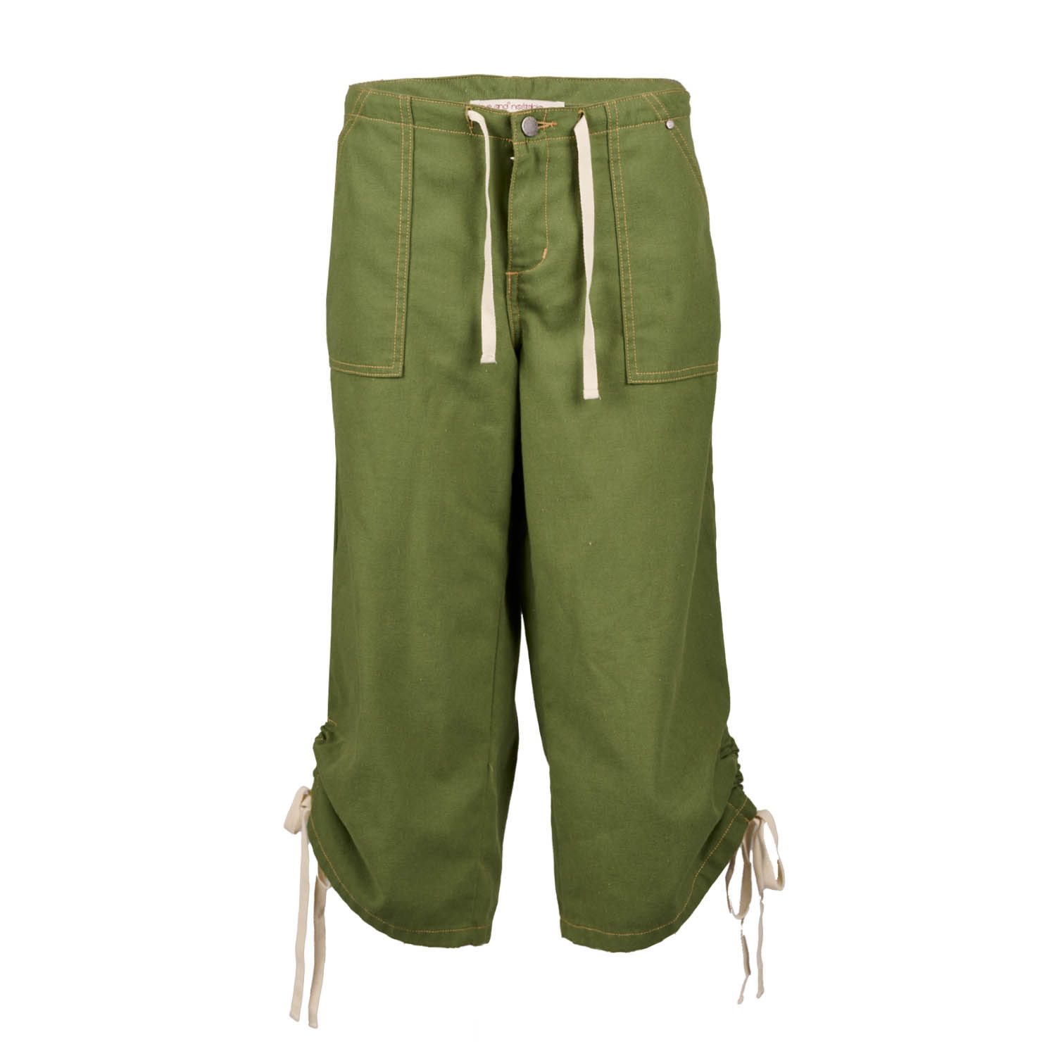Love And Nostalgia Women's Green Big Bully Capri Drawstring Pant - Olive In Green
