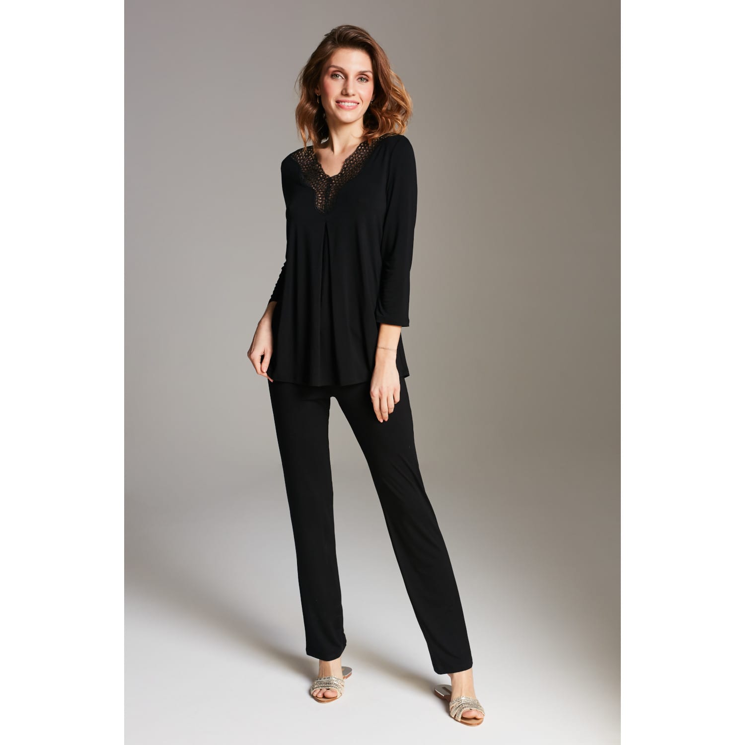 Black viscose pyjamas hotsell