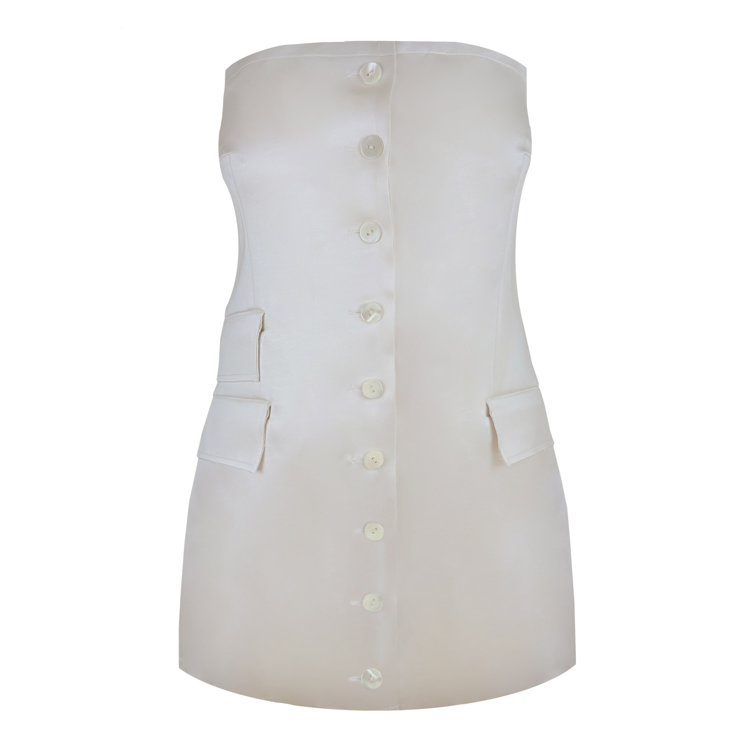 Contessa Mills Craft Strapless Butterfly Jacquard Dress In White