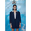 Nazli Ceren Women's Boxy Navy Blue Oversized Jacket In Oversized