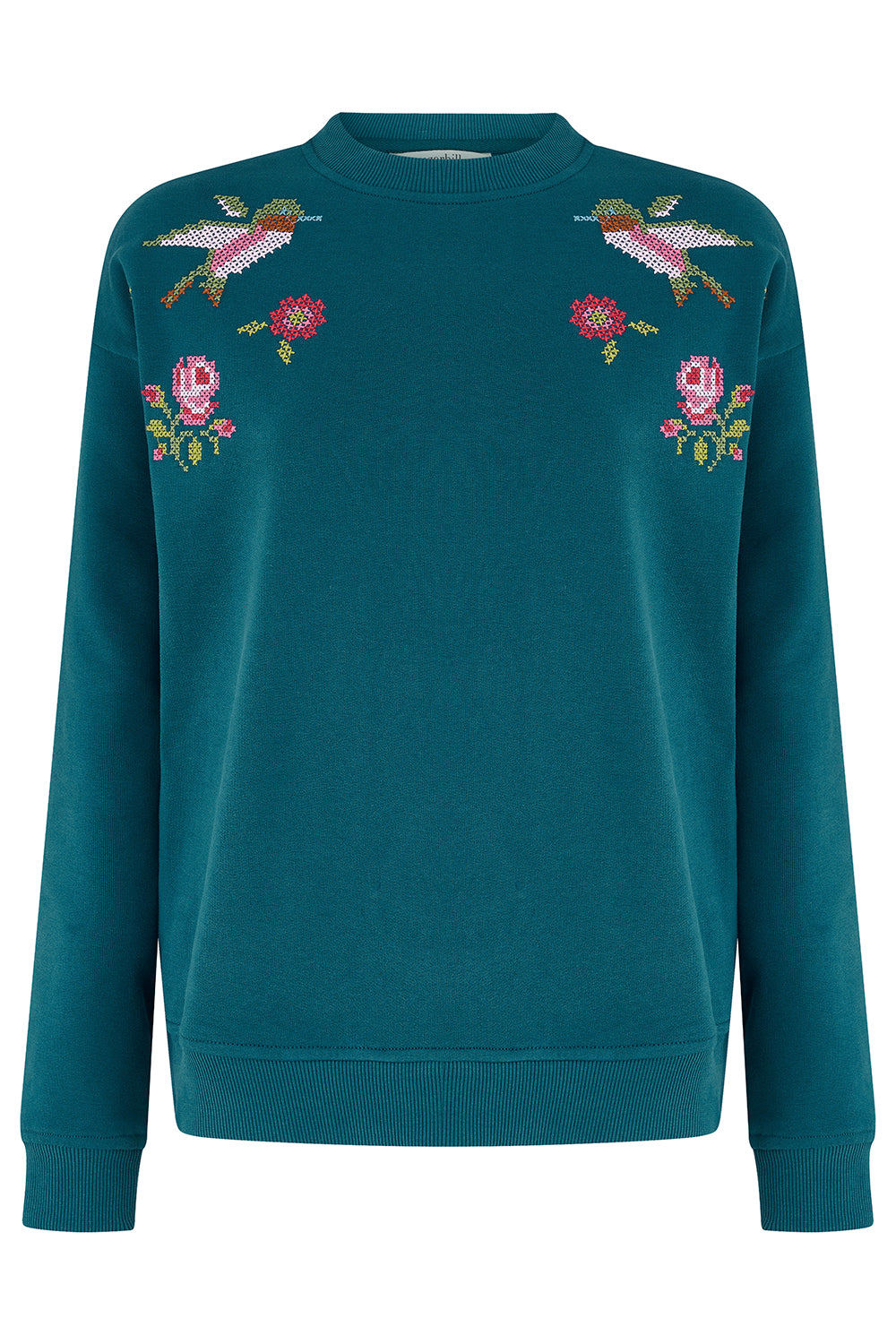 Sugarhill Brighton Women's Blue Noah Sweatshirt - Teal Hummingbird Embroidery