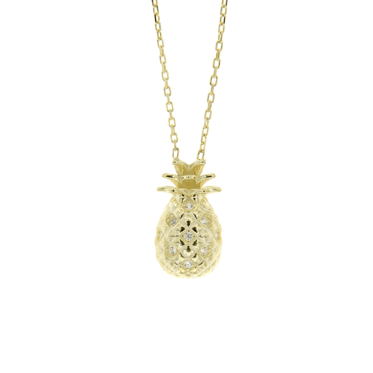 Women’s Gold Sterling Silver Pineapple Cz Necklace In Yellow Cosanuova