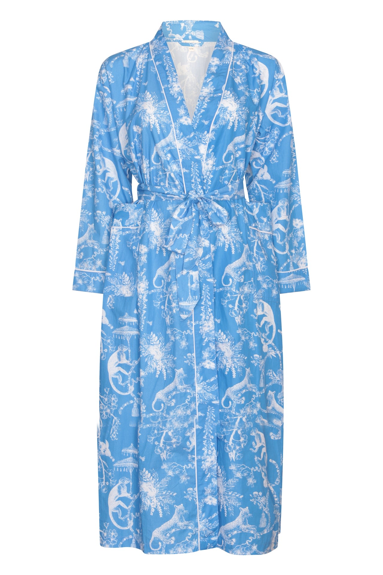 Women’s Jungle Party Kimono Robe - Blue Large Nologo-Chic