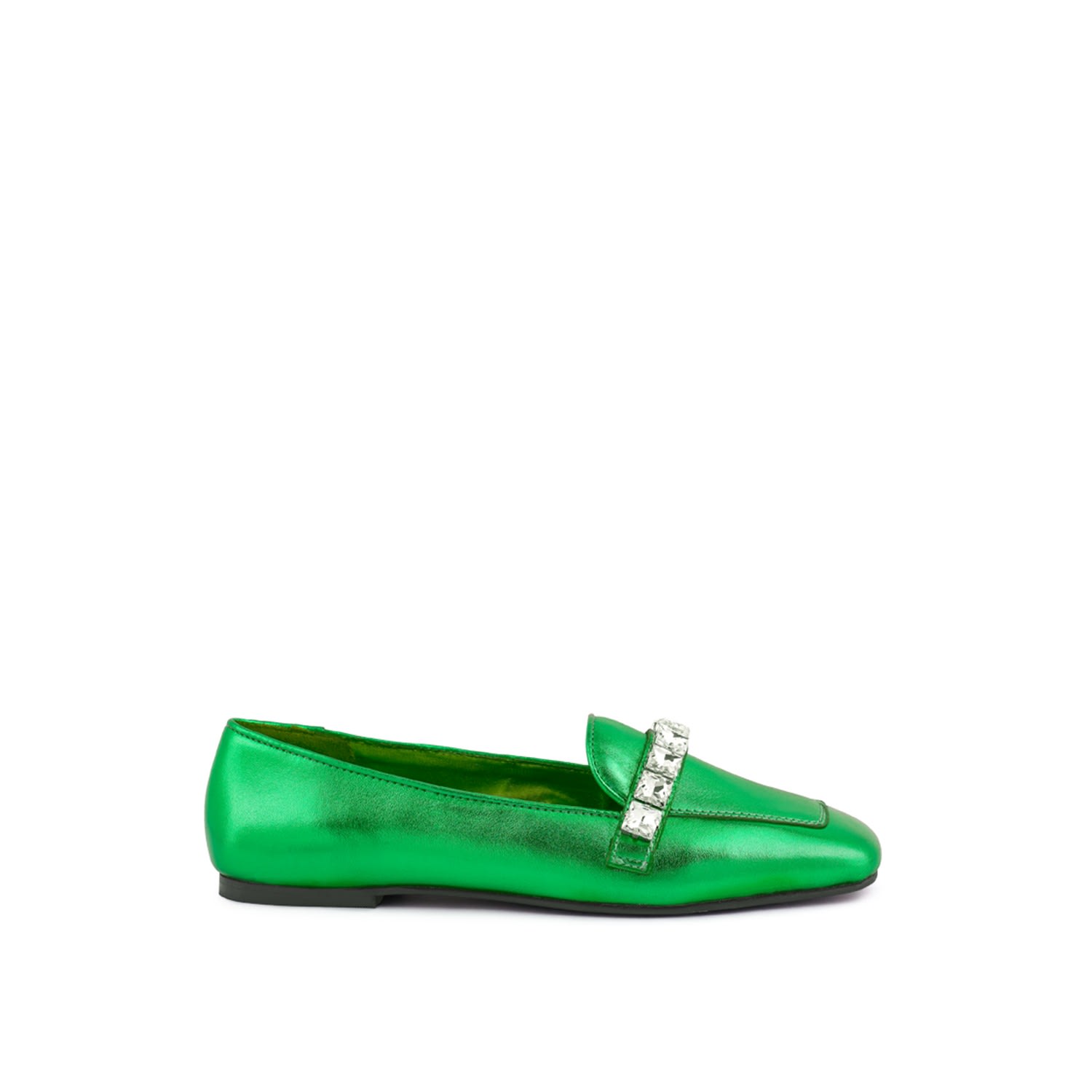 Women’s Churros Green Metallic Diamante Leather Loafers 3 Uk Rag & Co.