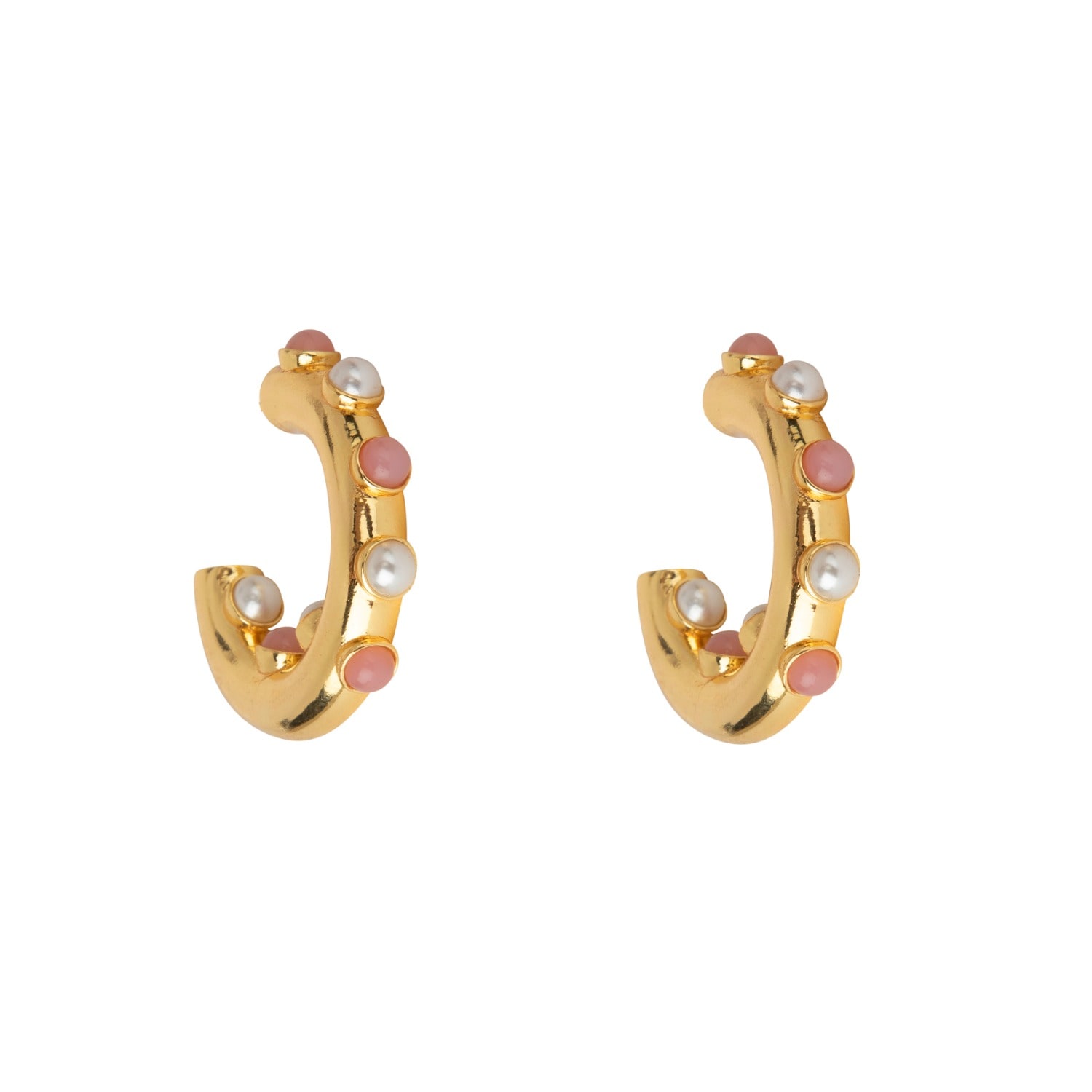 Bounkit Women's Gold / Pink / Purple Nicky Hoops Pink Opal & Pearls
