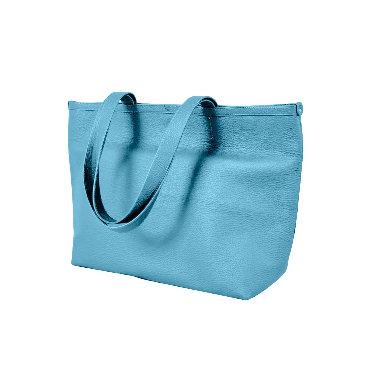 Women's Blue / White The Eva Handmade Leather Tote Bag In Light Turquoise | Godi.