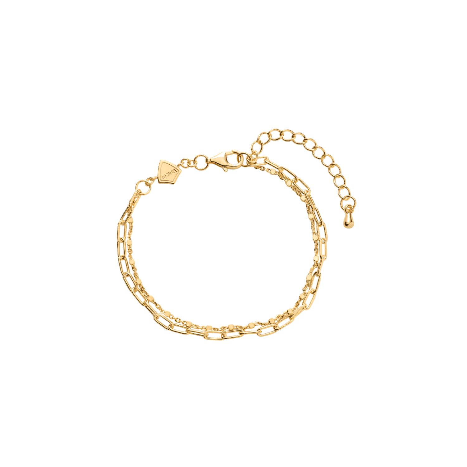 Vanchi Women's Mini Paperclip Double Chain Bracelet In Gold
