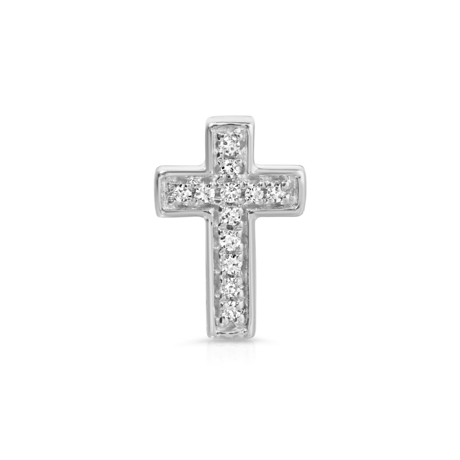 Maya Brenner Women's Pavé Charm Stud - 14k White Gold - Cross In White
