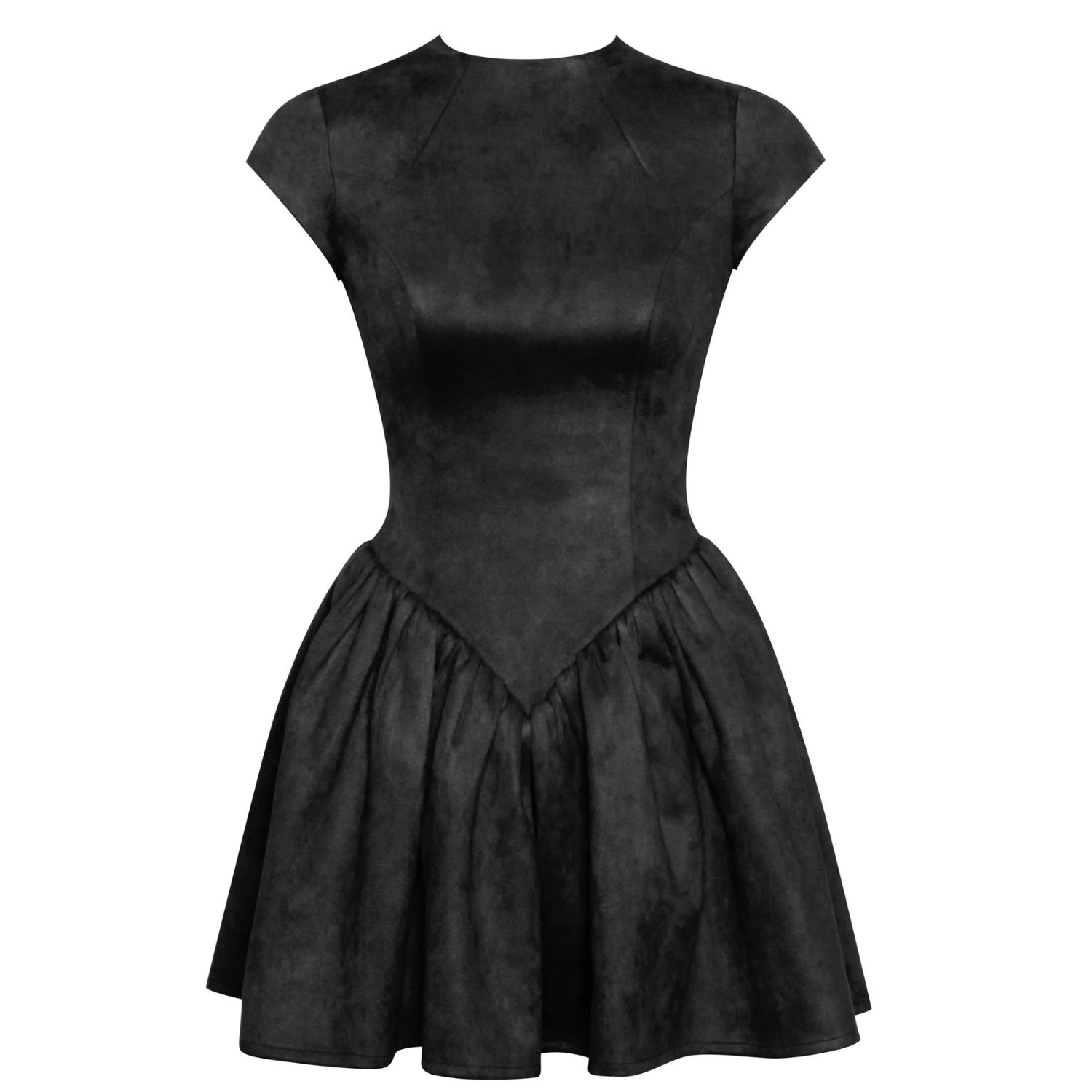 Miss Circle New York Women's Jacqueline Backless Black Mini Puffy Suede Dress In Black