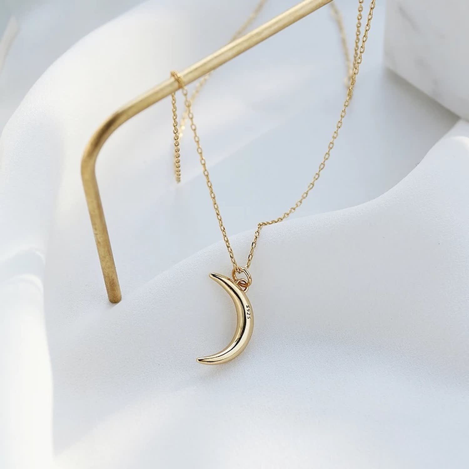 Crescent Moon Pendant Necklace | Azura Jewelry New York | Wolf & Badger