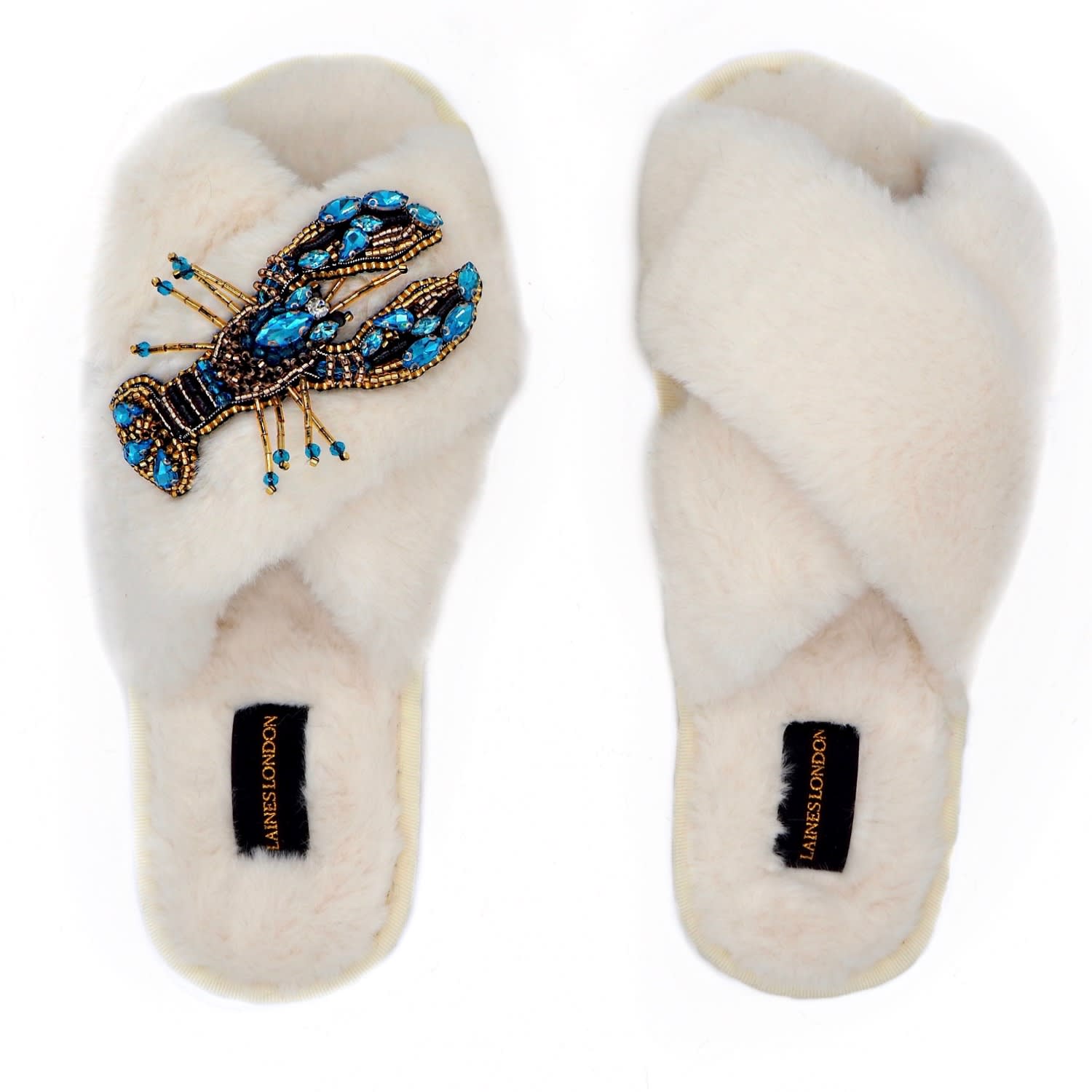 cream fluffy slippers