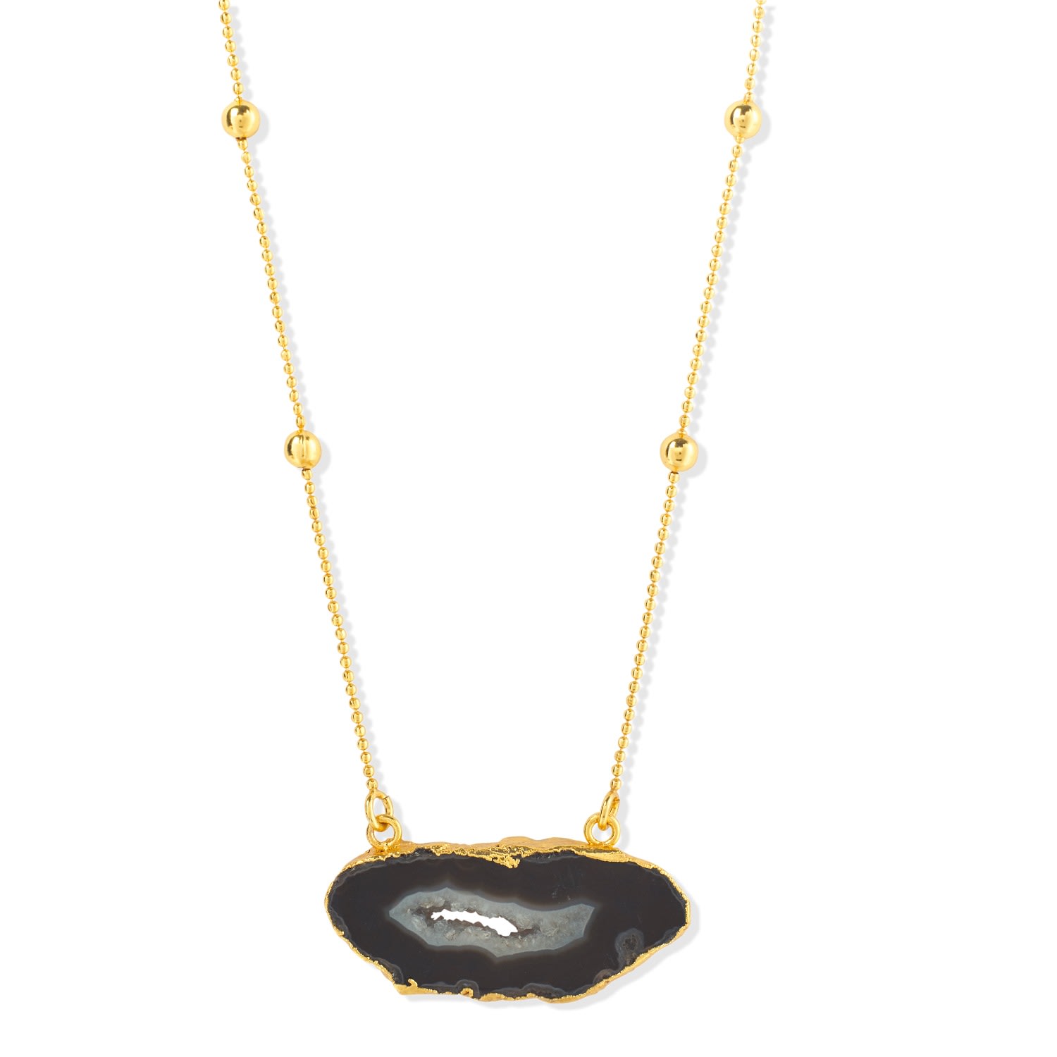 Women’s Gold Vermeil Black Crystal ’My First Love’ Gemstone Necklace Yaa Yaa London