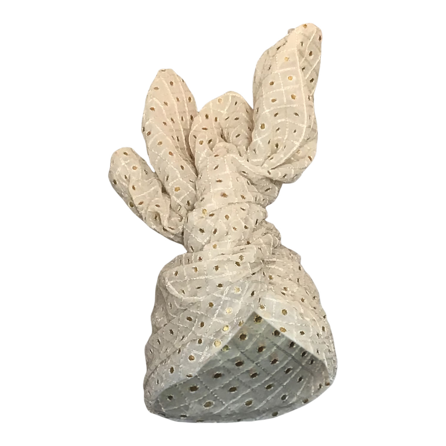 Romer Millinery Women's Gold / White Twisturban Turban Indian Cotton With Gold Dots