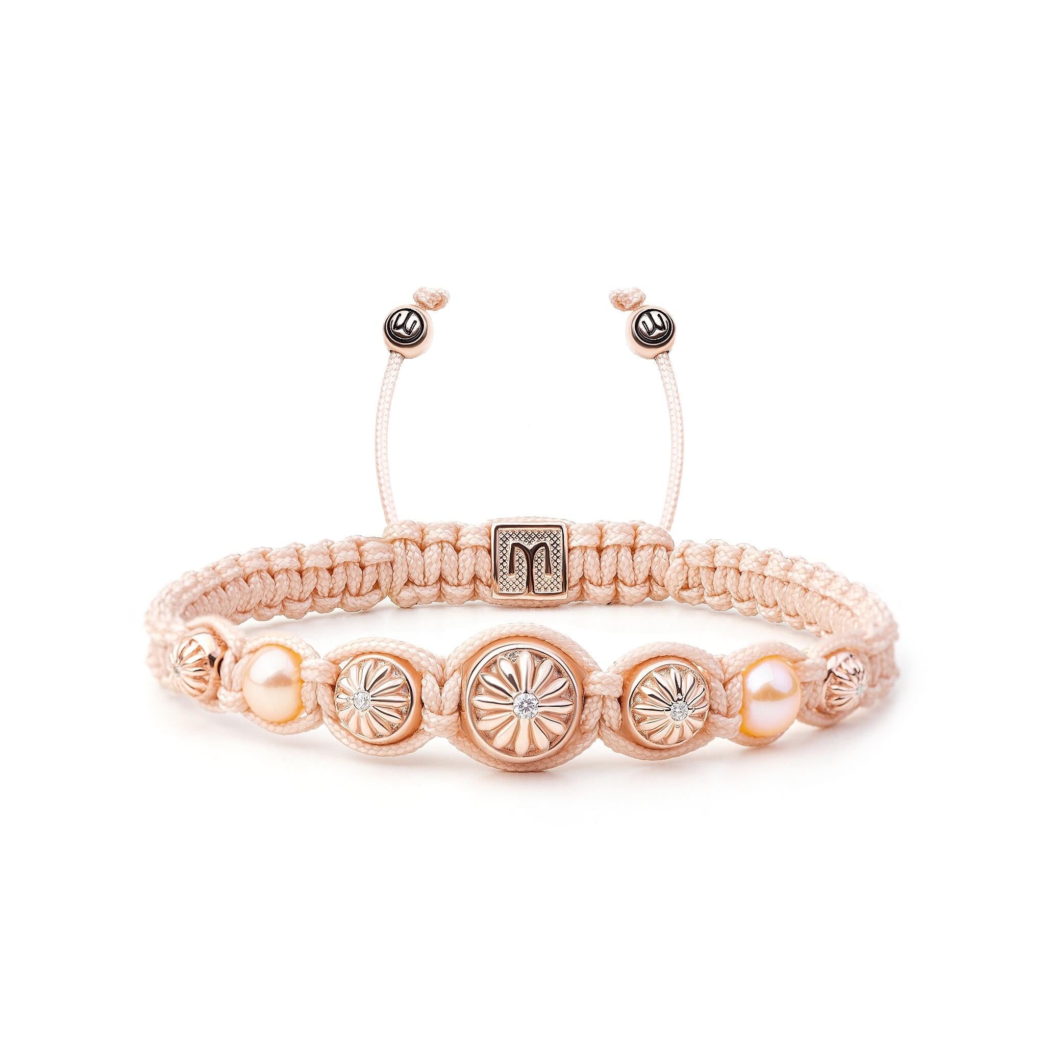 Mahigan Women's Pink / Purple / Rose Gold Macrame Braided Bracelet In Rose Gold With Pink Pearls - Sakura Po