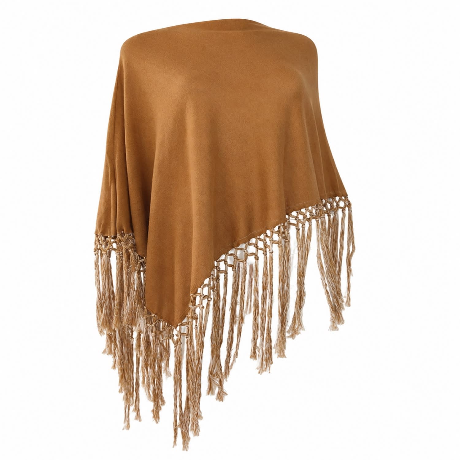 Brown Women’s Pure Linen Poncho With Hand-Creafted Fringes - Earth-Toned | One Size | I Rocchi Cashmere