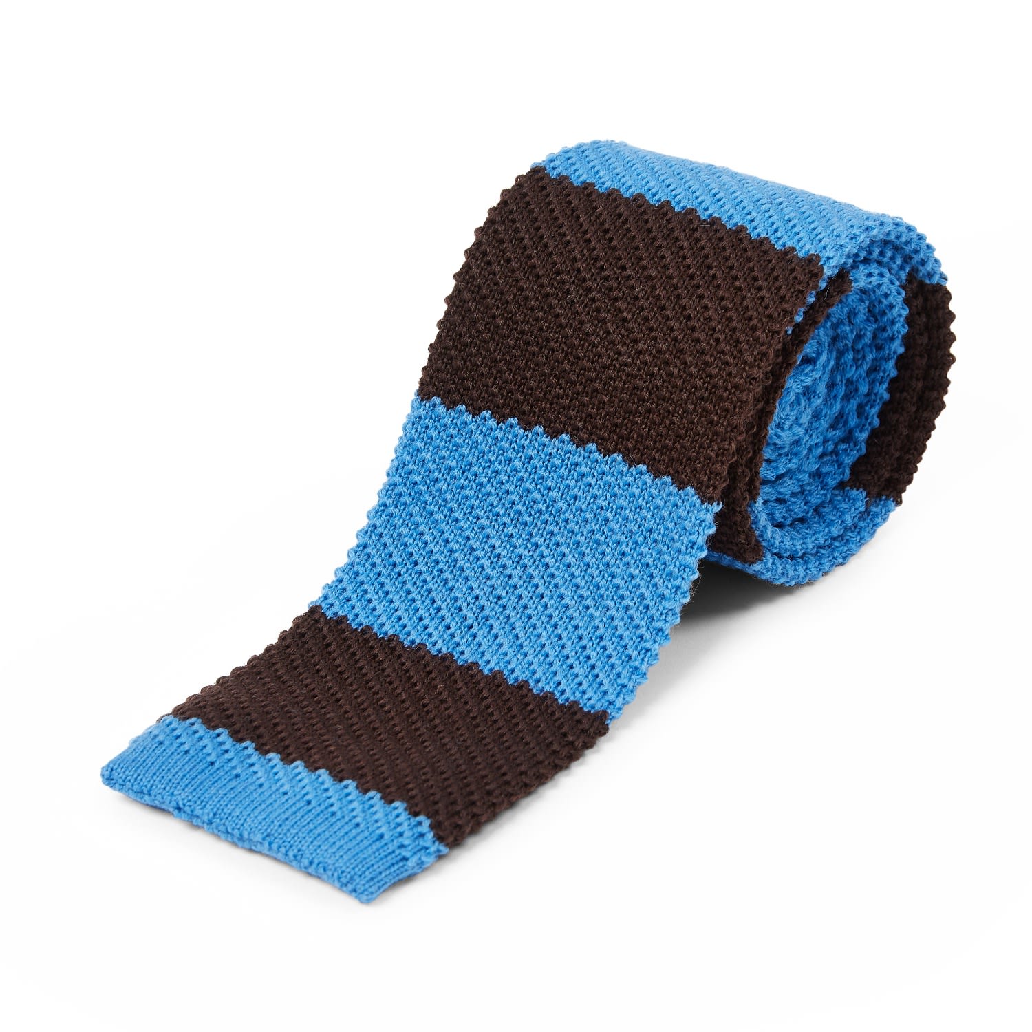 Burrows And Hare Men's Wool Knitted Tie - Blue & Brown In Gray
