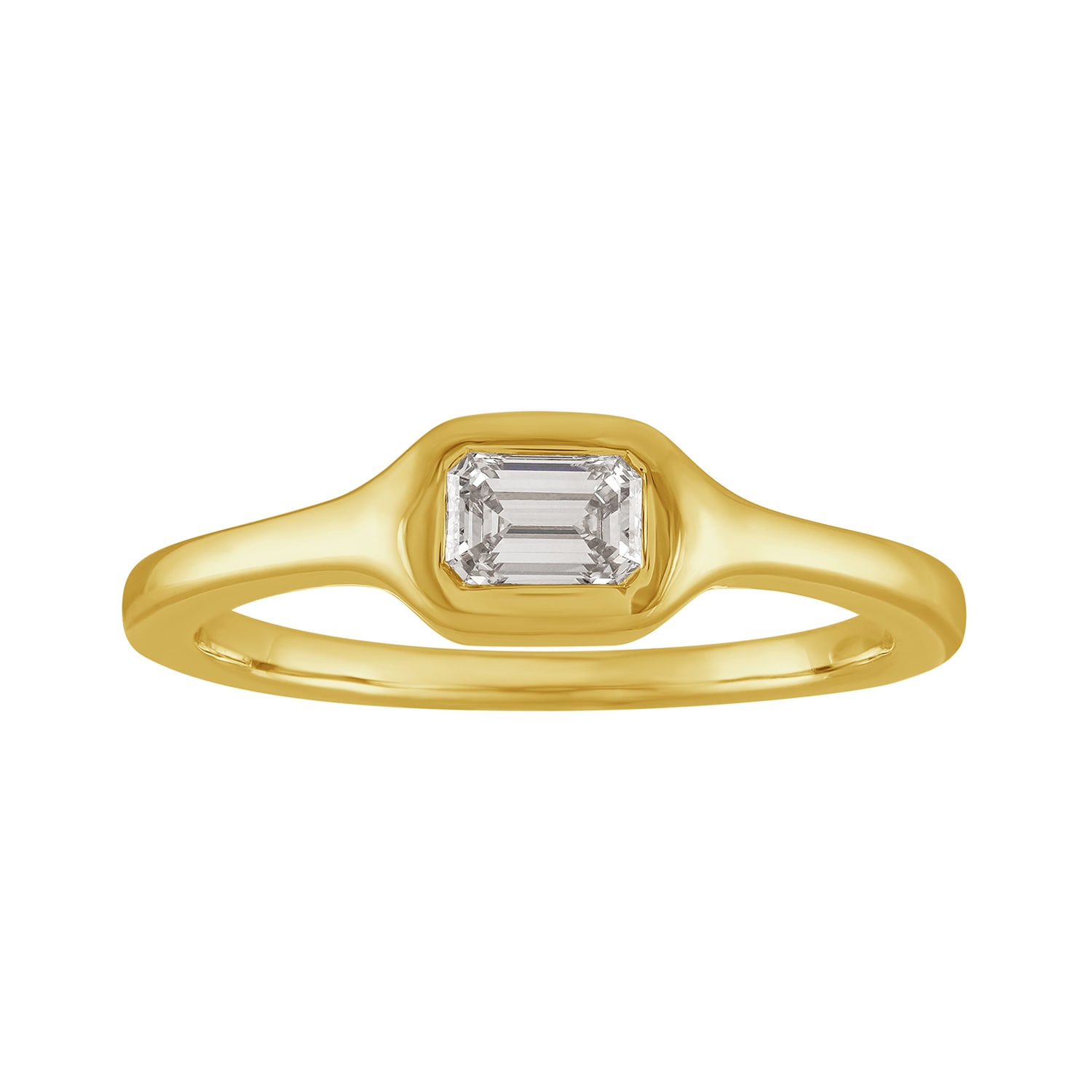 Artisan Women's Gold / White Baguette Cut Diamond Solitaire Ring In 14kt Solid Gold In Multi