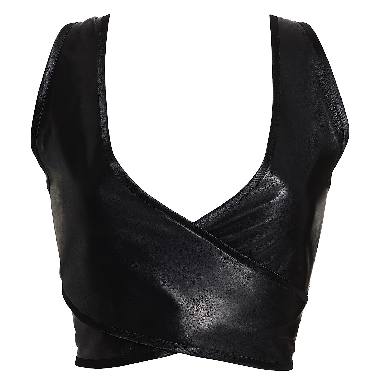 Women’s Black Lexi Leather Wrap Over Soft Cup Bra Small Something Wicked