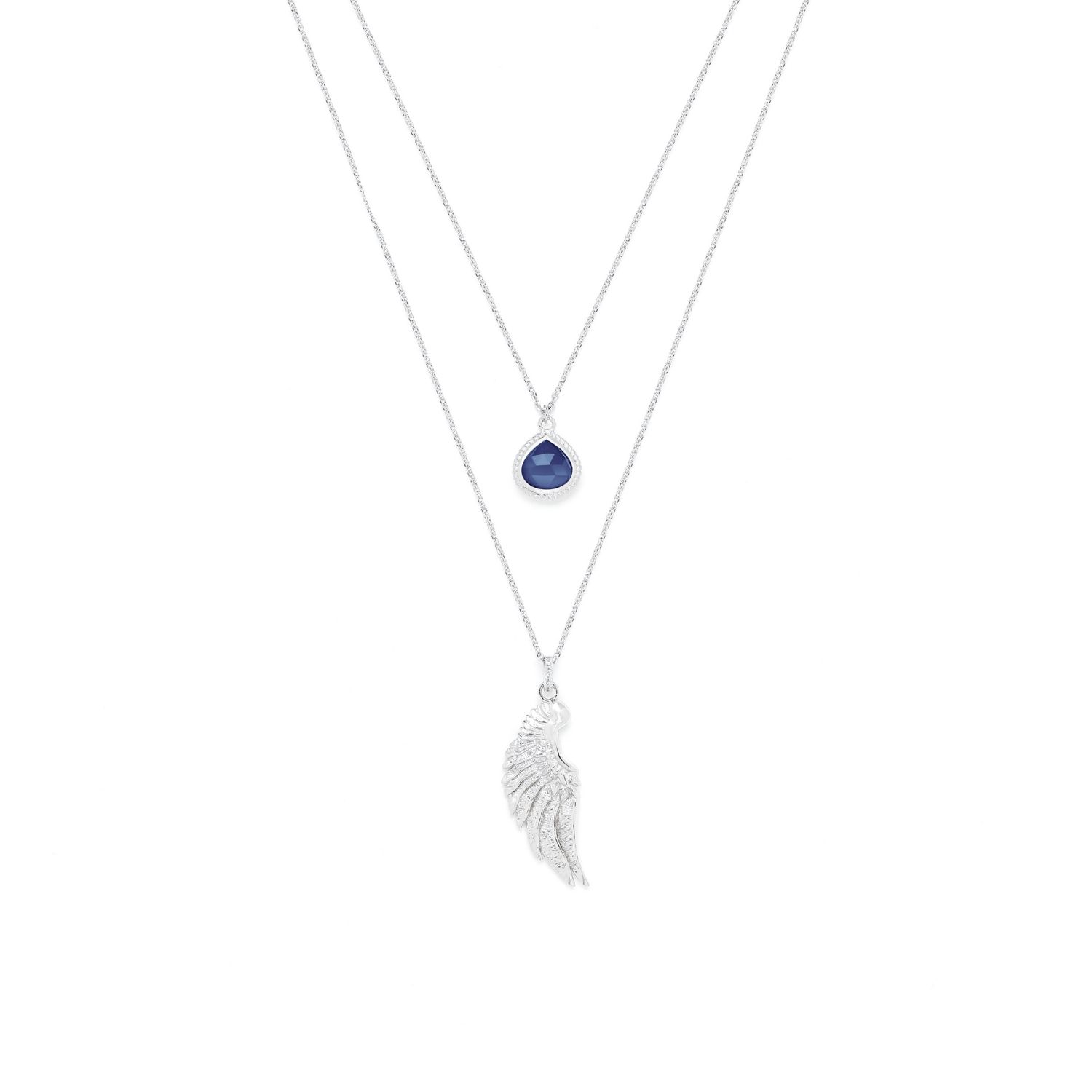 Seven Saints Women's Silver / Blue Archangel Michael Necklace, White Rhodium