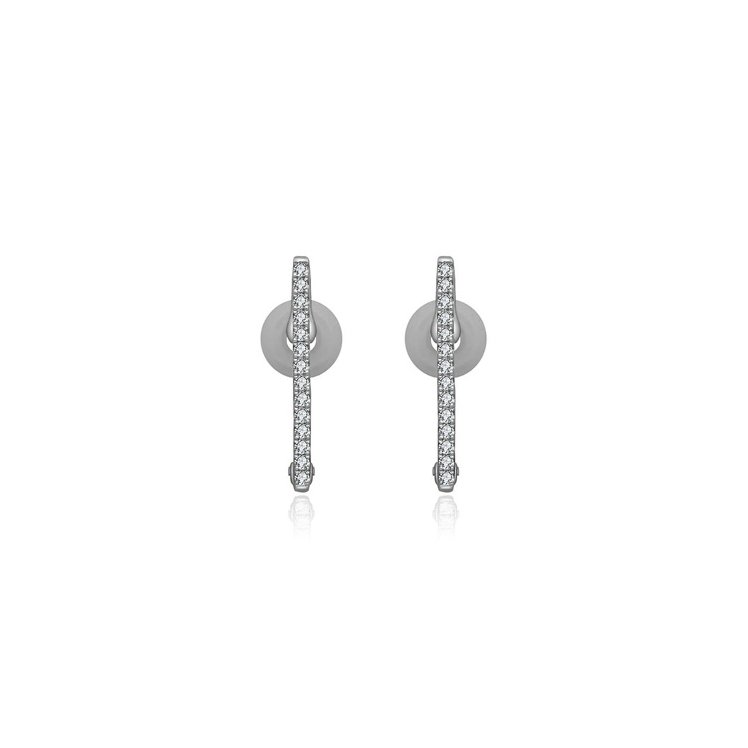 Genevieve Collection Women's 18k White Gold Vertical Line Diamond Ear Cuff In White