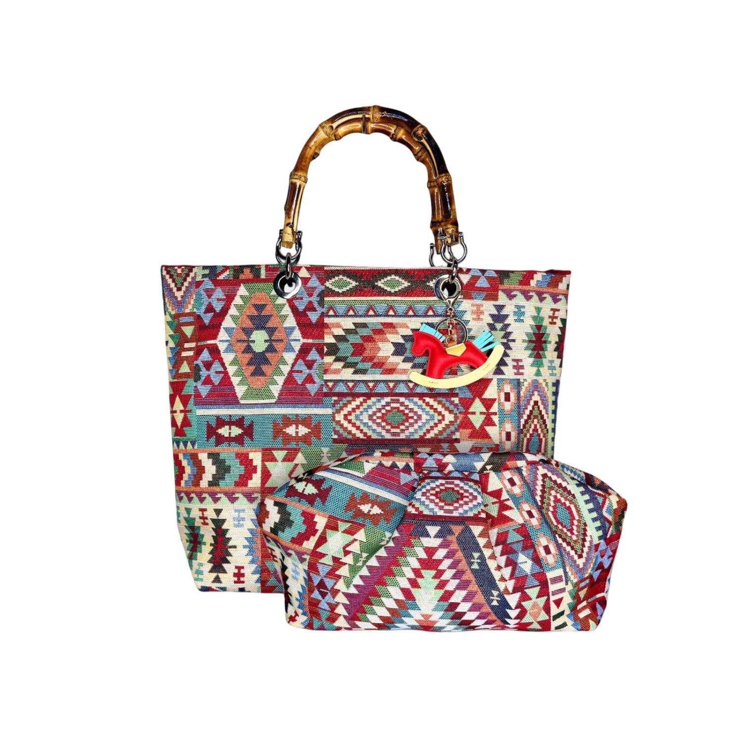 Ruj Heritage Women's Picnic Bag  + Puffy Bag Boho Orange In Orange