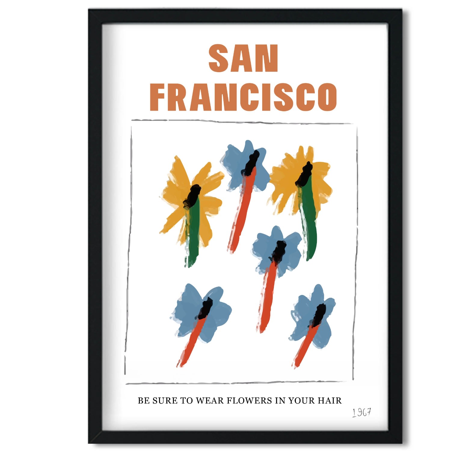 San Francisco Flower Retro Giclée Art Print A3 297 X 420Mm Fanclub