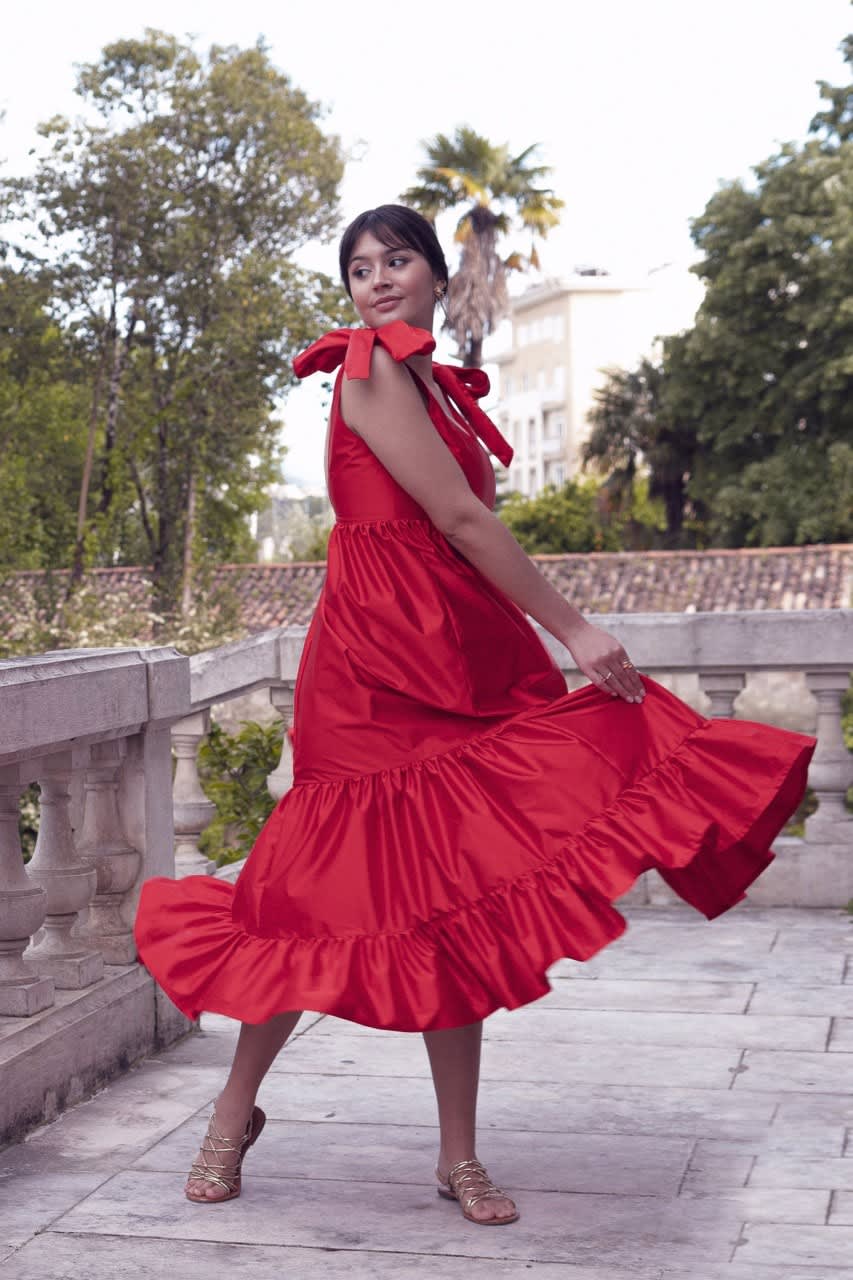 Frilly red cheap dress