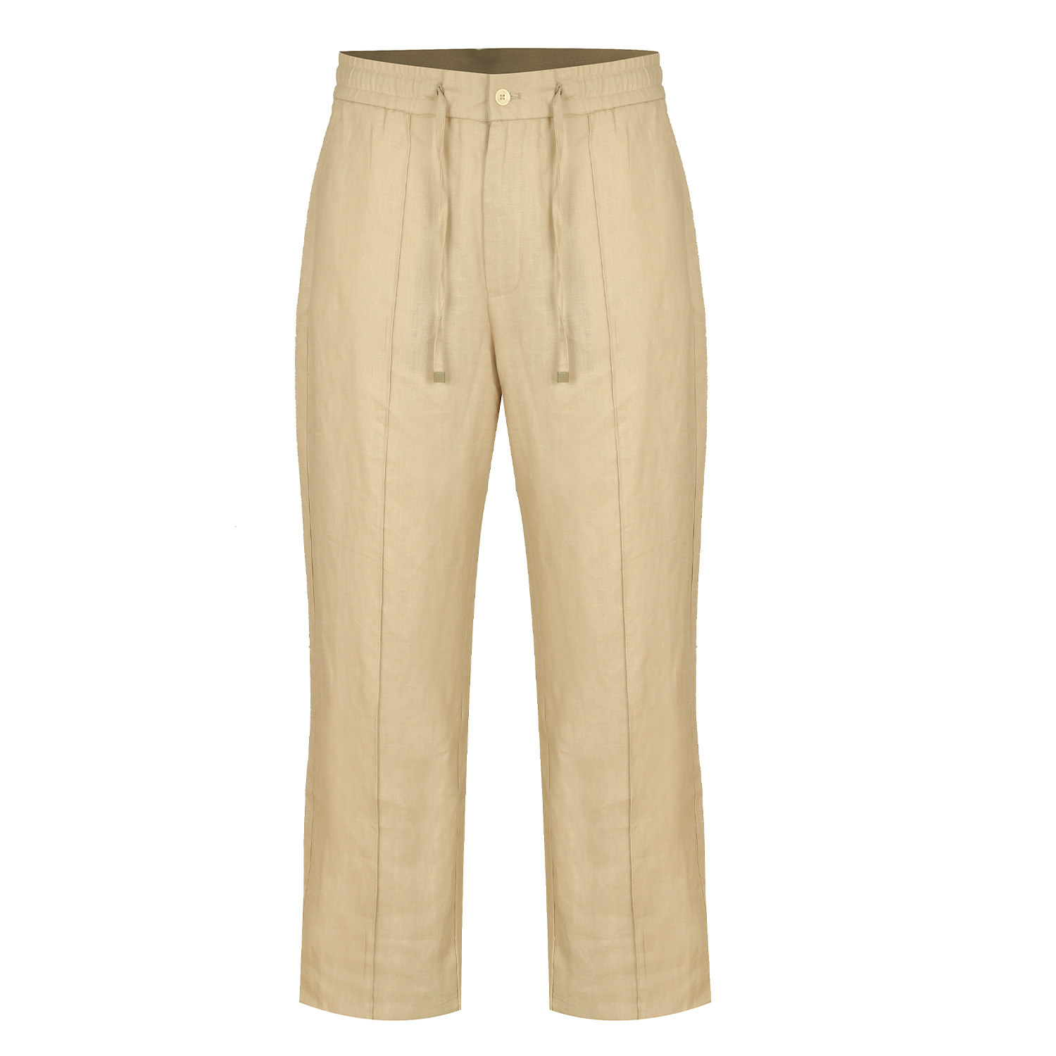 David Wej Men's Neutrals Hugo Linen Drawstring Trouser - Beige