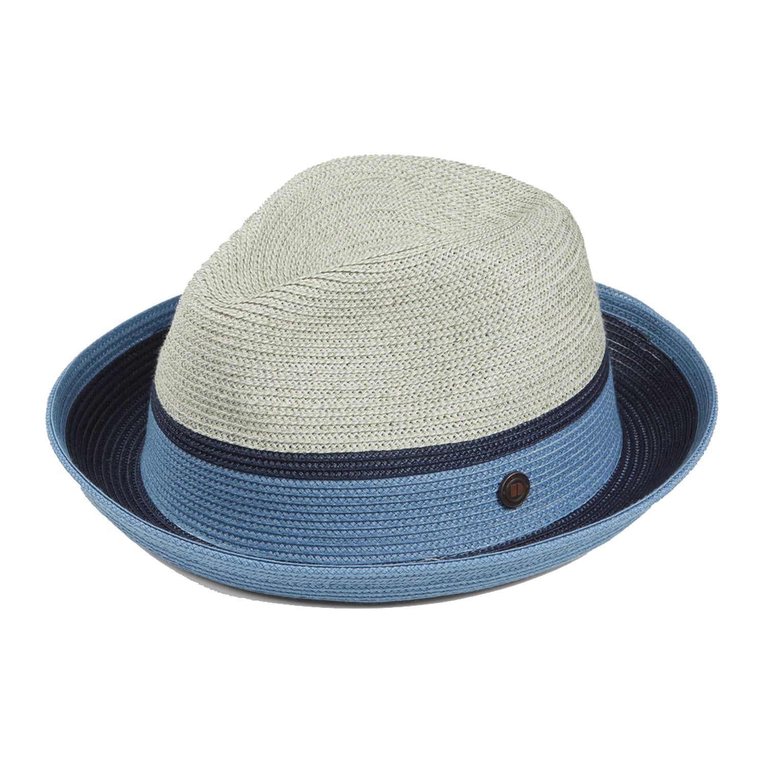 Dasmarca Hats Dasmarca Verona Aqua Blue Lightweight Summer Two Tone Straw Fedora Hat For Men And Women In Blue