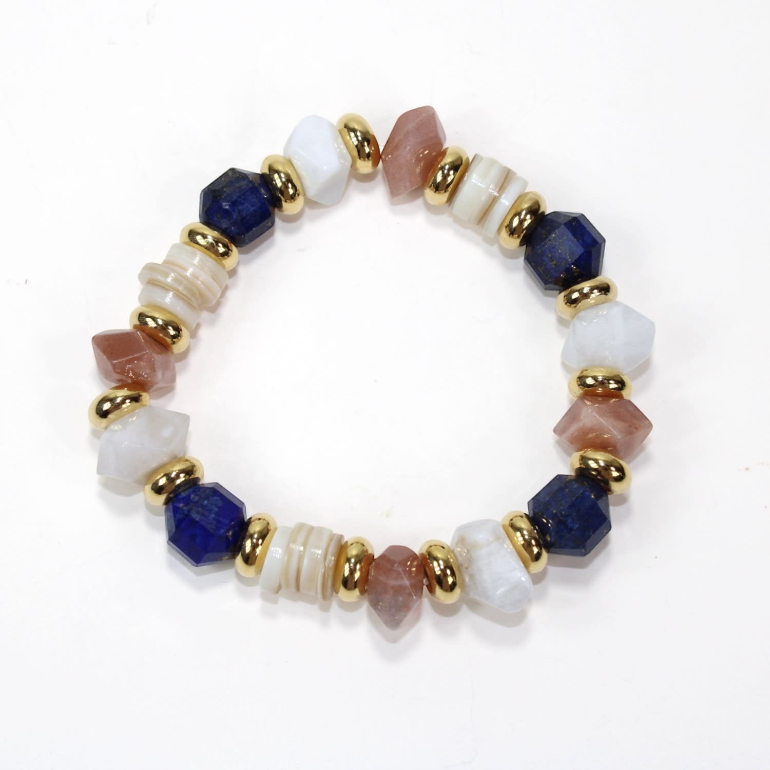 By Virgo Women's Blue / White Feliora Gemstone Beaded Bracelet