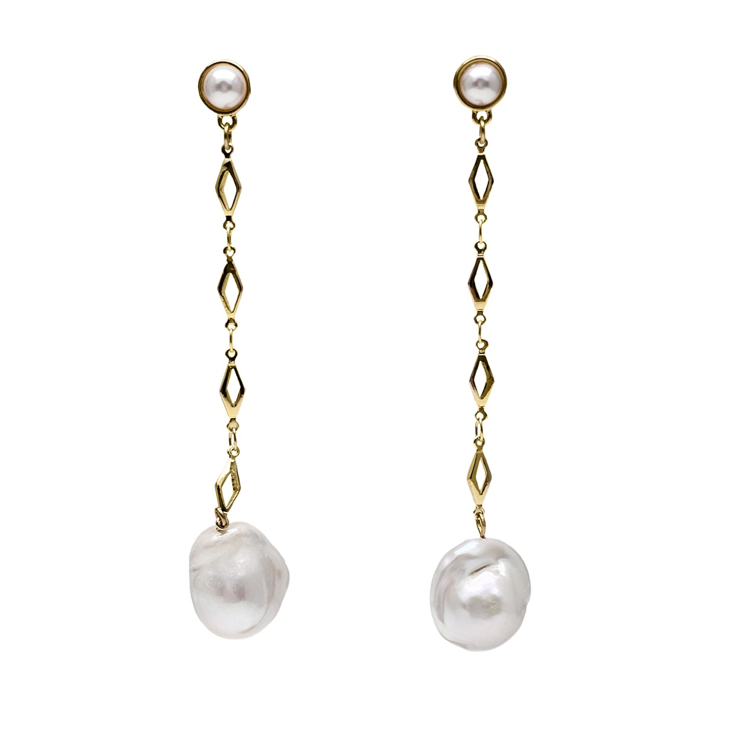 Farra Women's White Natural Baroque Pearls Dangle Earrings