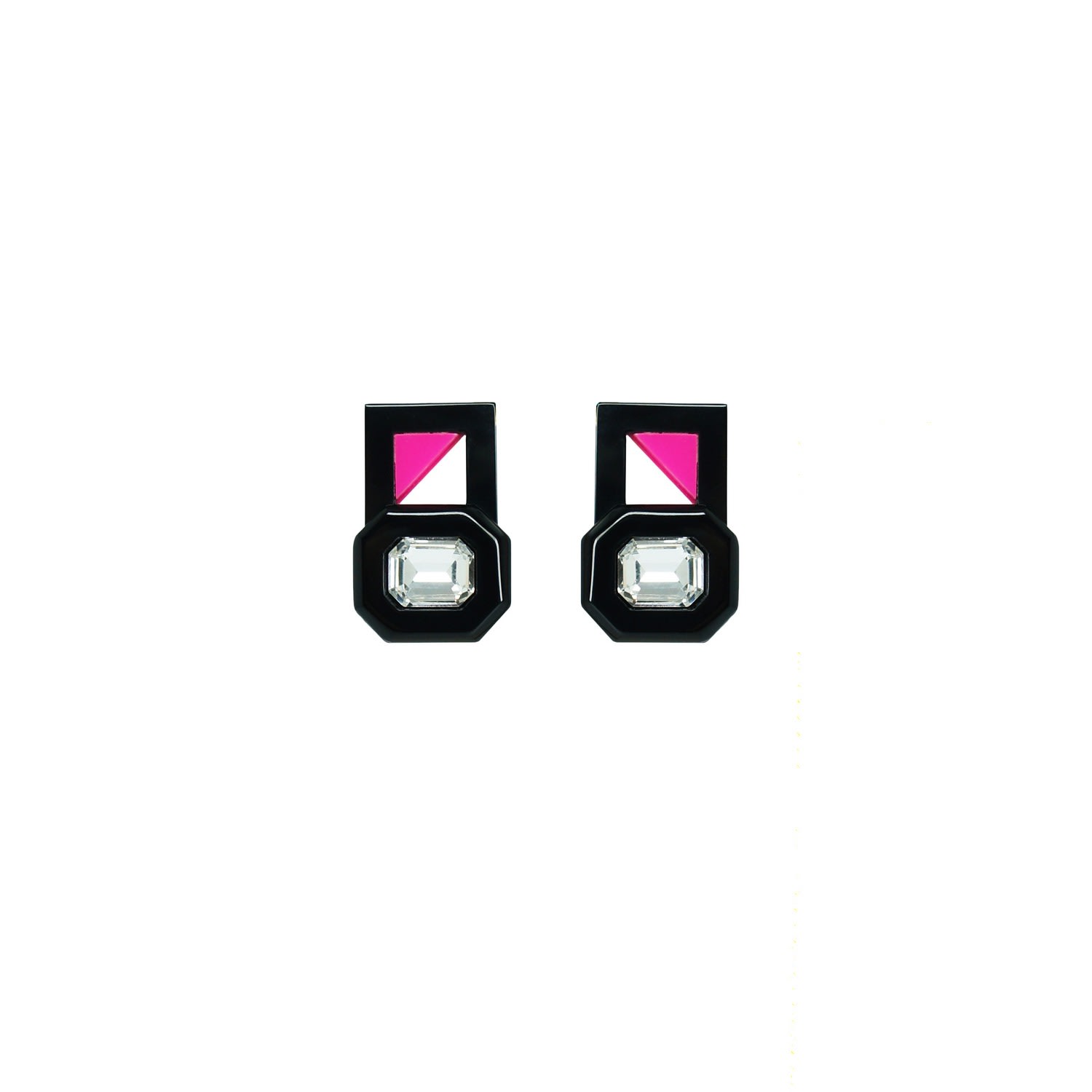 Gissa Bicalho Women's Pink / Purple Handmade Acrylic Earring P Deco Octogonal Cut Stone Pink