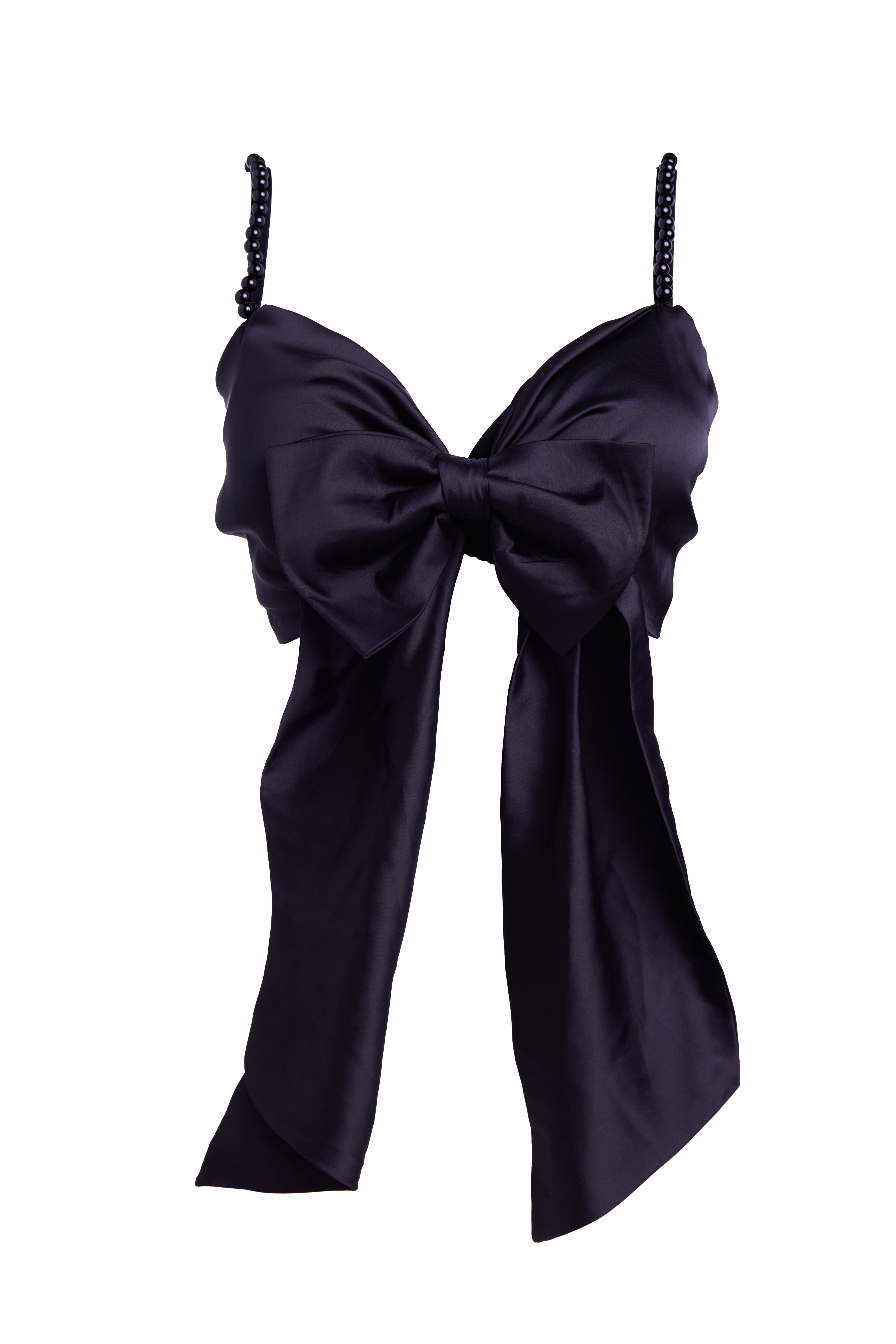 Noblesse Oblige Women's Black Bow Bra With Beads In Black