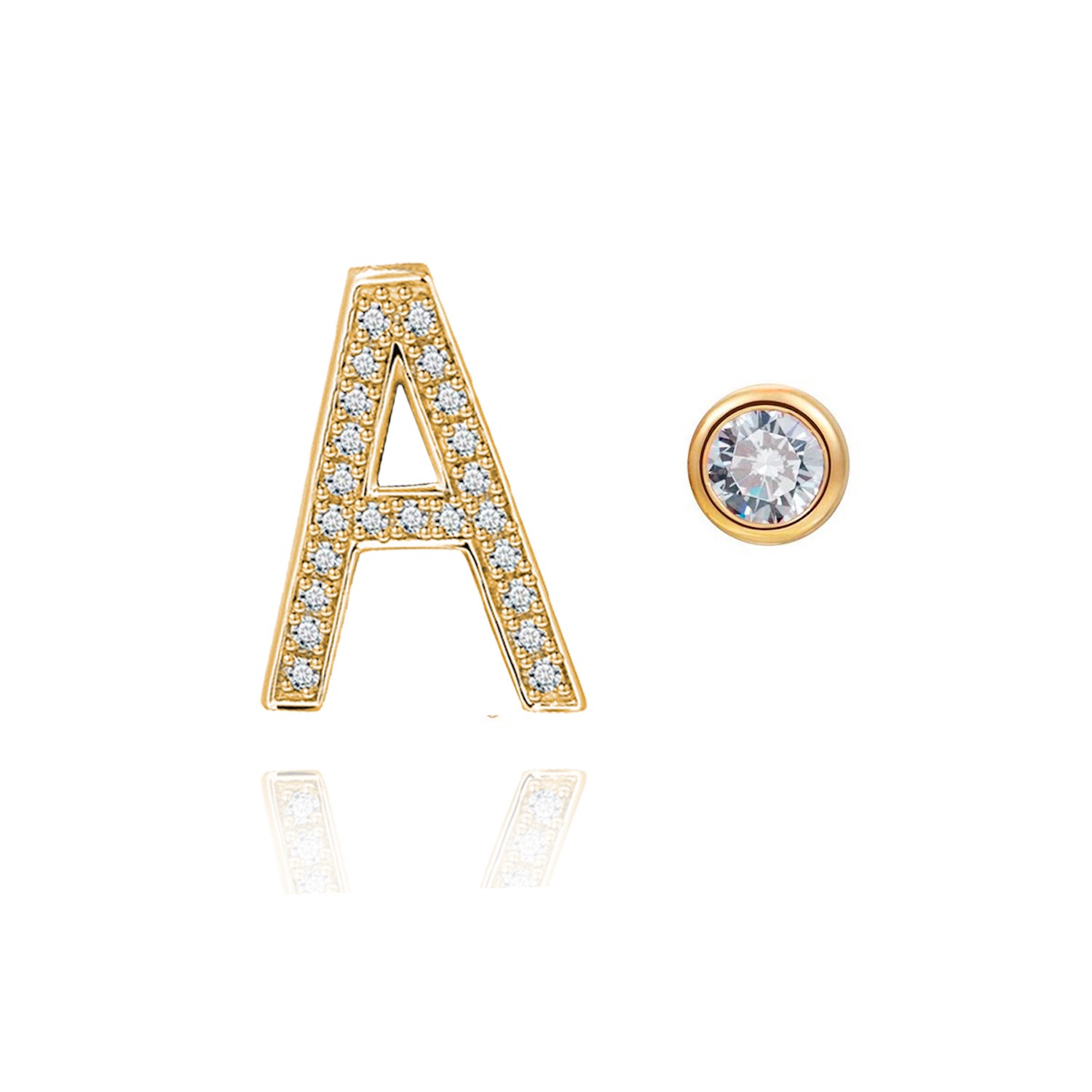 Initial Bezel Mismatched Earrings KATHRYN New York Wolf Badger
