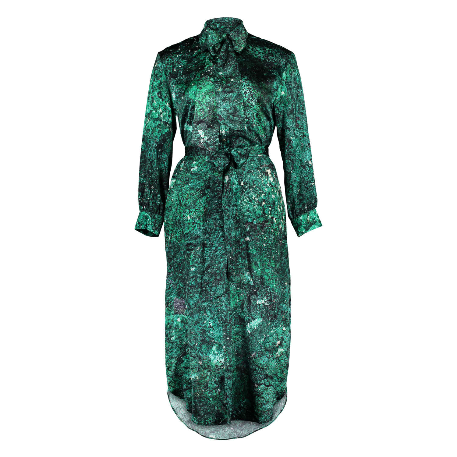 silk midi shirt dress