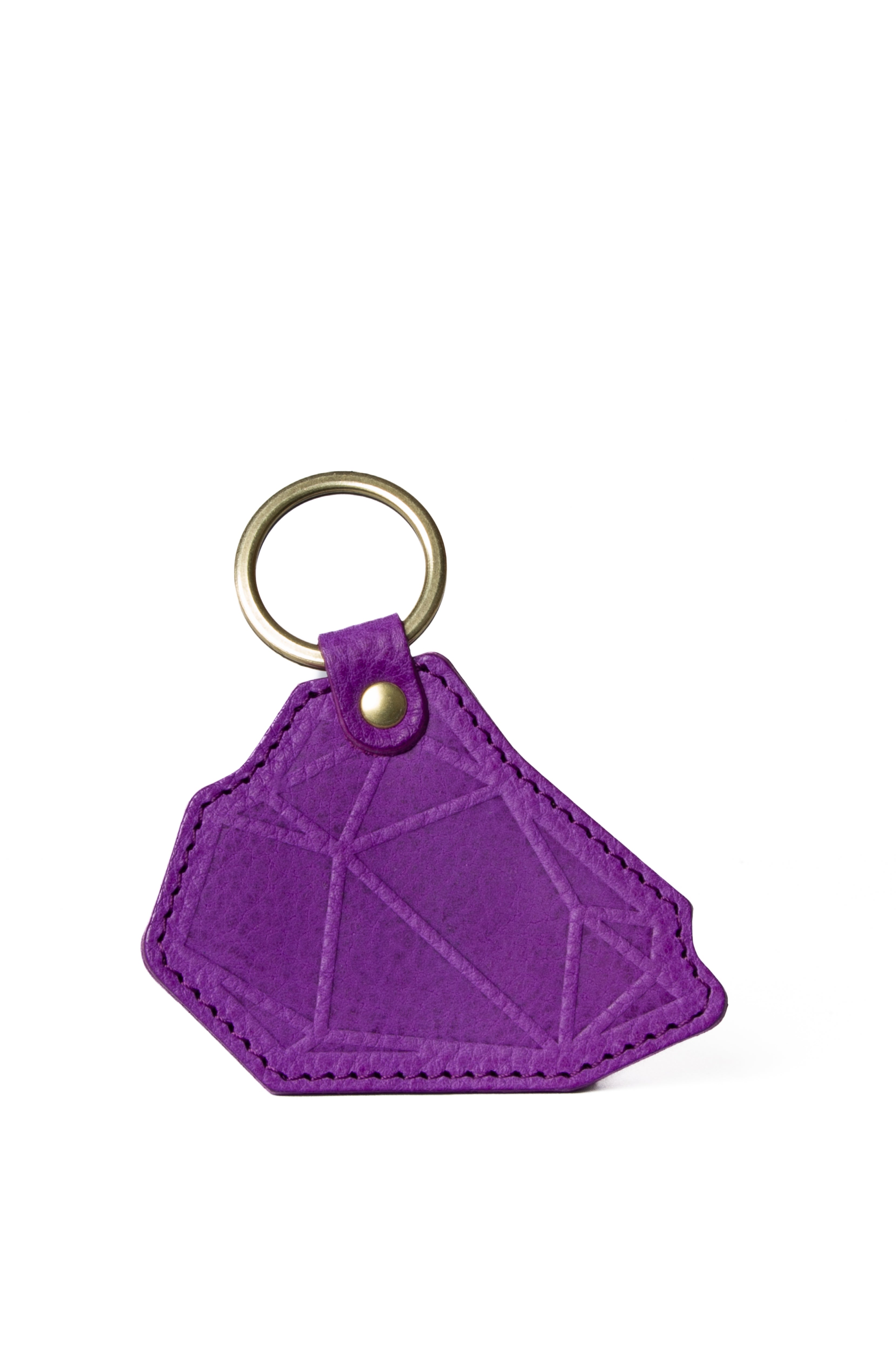 Navvy Pink / Purple Lune - Violet Purple Leather Bag Charm Key Chain In Pink/purple