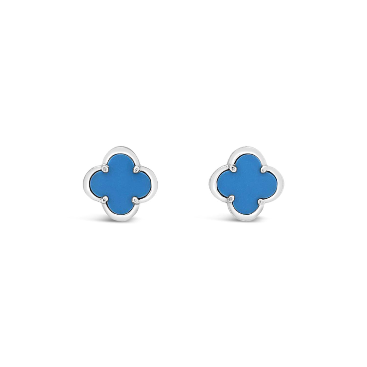 Women’s Blue Clover Stud Earring Twelve Mm - Turquoise Lutiro