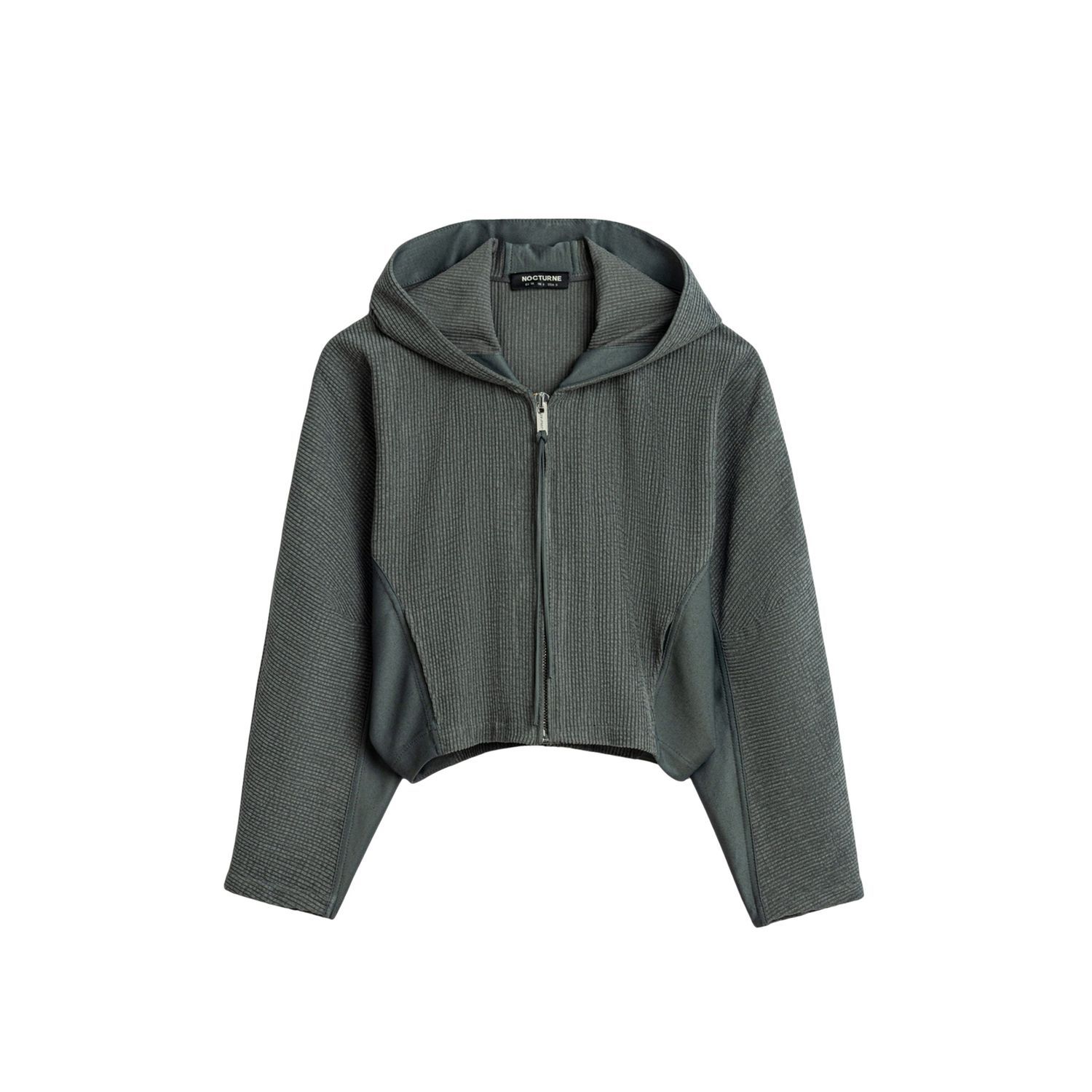 Nocturne Ribbed Zip-up Hoodie Jacket In Green
