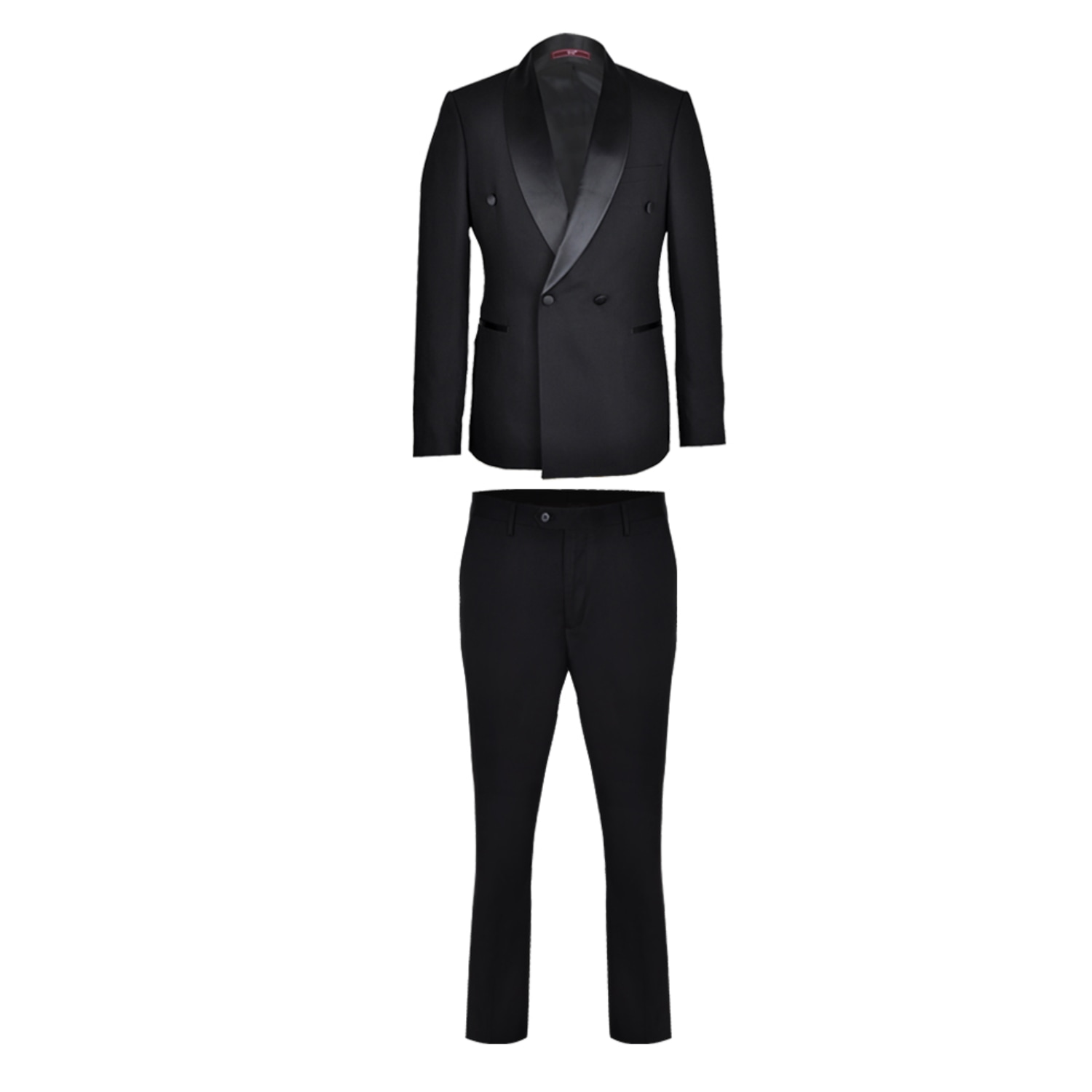 David Wej Men's Alfredo Double Breasted Shawl Lapel Tuxedo – Black In Black