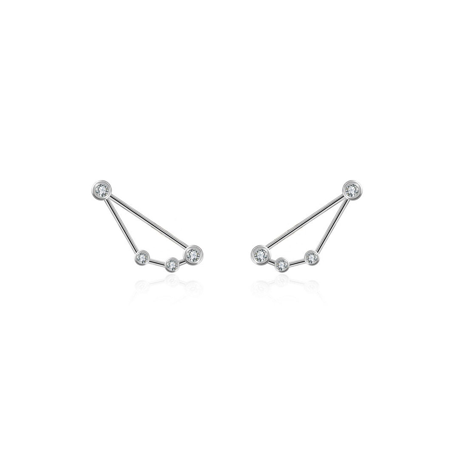 Genevieve Collection Women's Capricorn Zodiac Constellation Earring 18k White Gold & Diamond In White