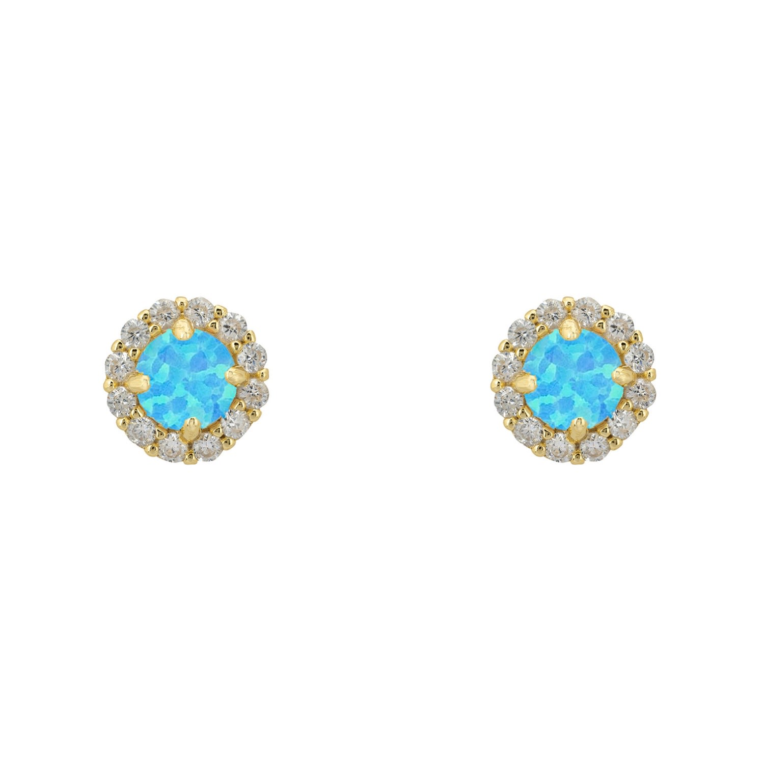 Latelita Women's Gold / White / Blue Crown Blue Opal Stud Earrings Gold