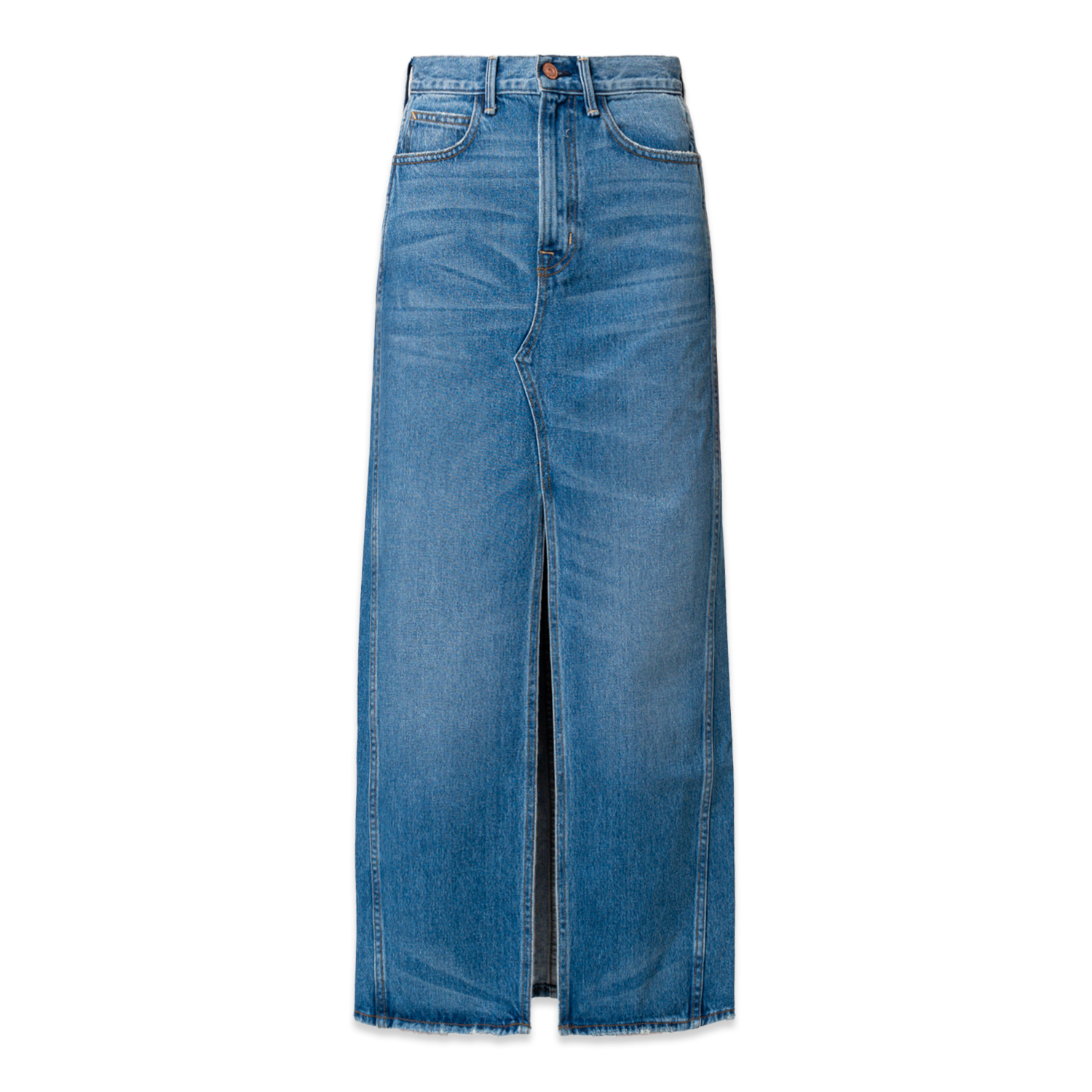Jackie Classic Denim Maxi Skirt In Charlotte | Noend Denim | Wolf