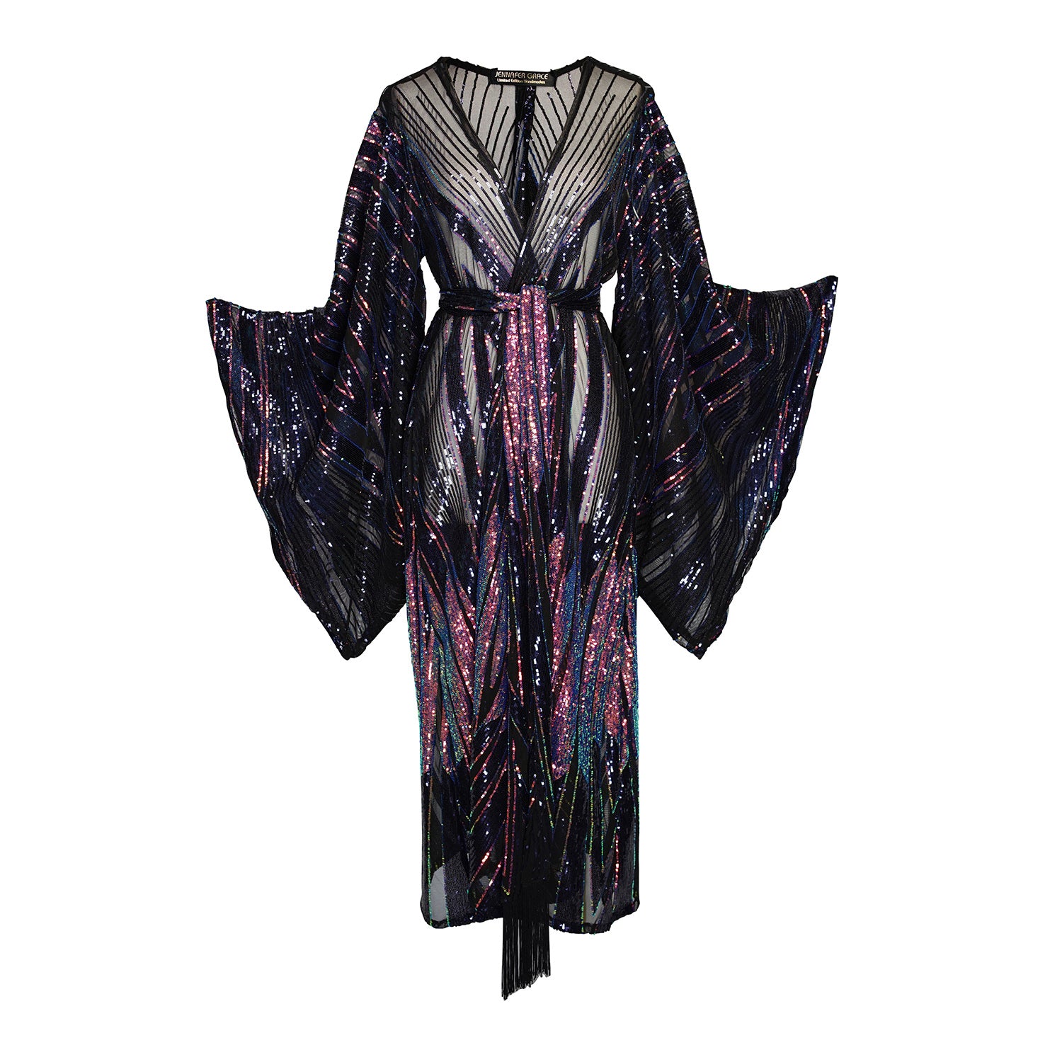 Jennafer Grace Women's Blue / Black Midnight Lotus Kimono In Blue/black